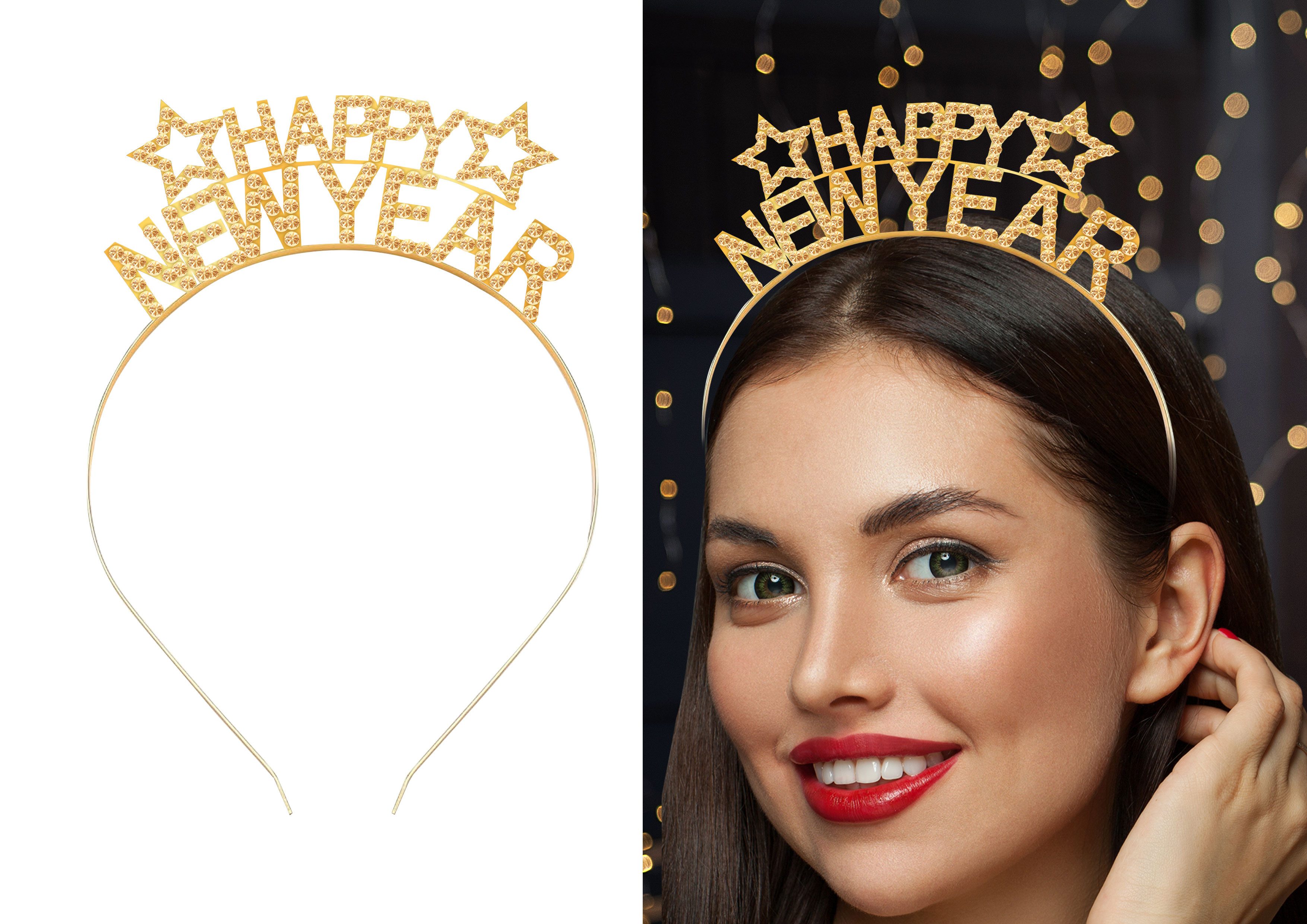 Fiestas Guirca Kostüm, Silvester Diadem Glitzer Krone Festliche Haarreif Accessoire Party Neu