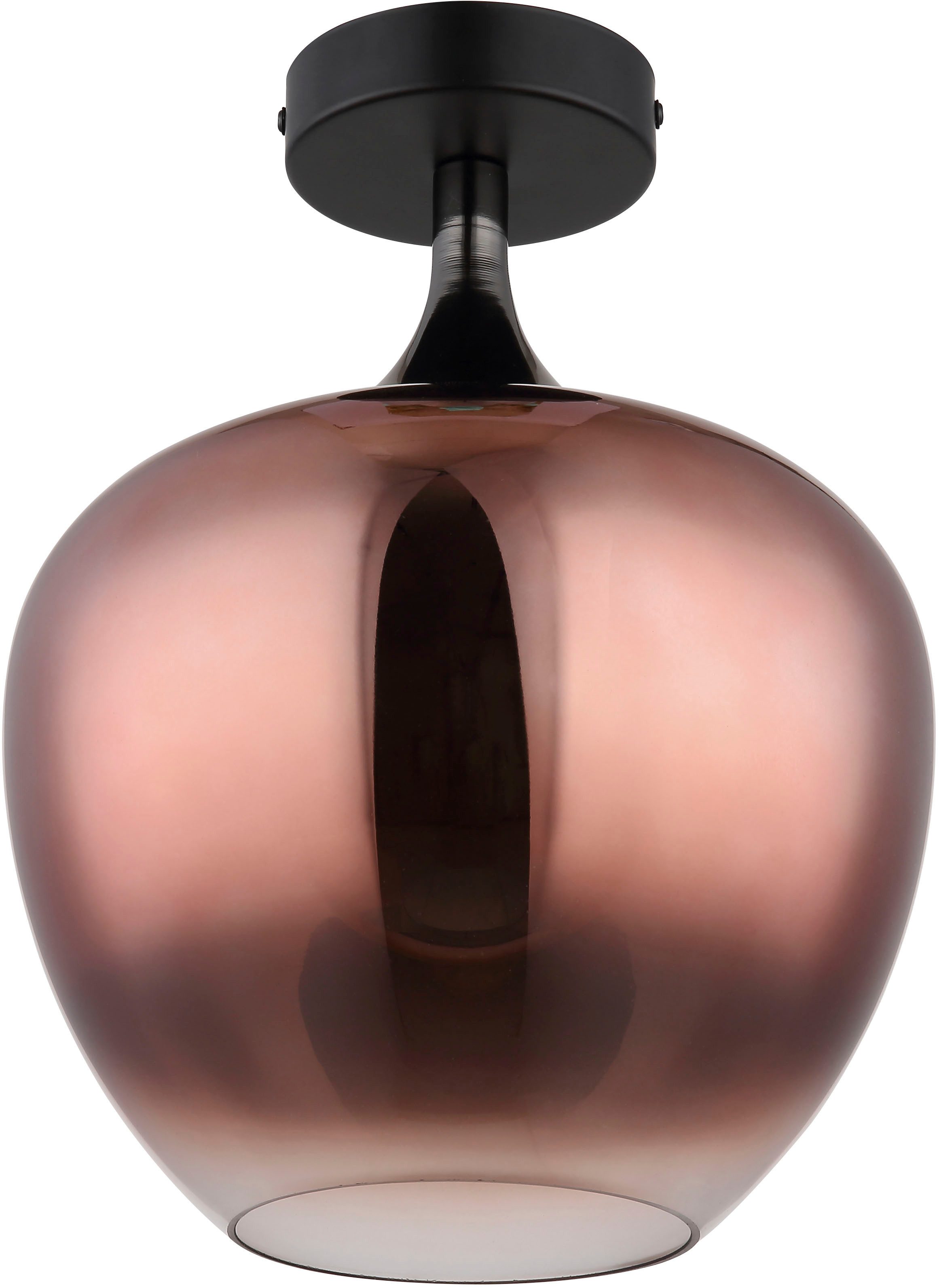 GLOBO LIGHTING Deckenleuchte MAXY, ohne Leuchtmittel, Deckenleuchte Schwarz/Chrom, Kupferglas, E27