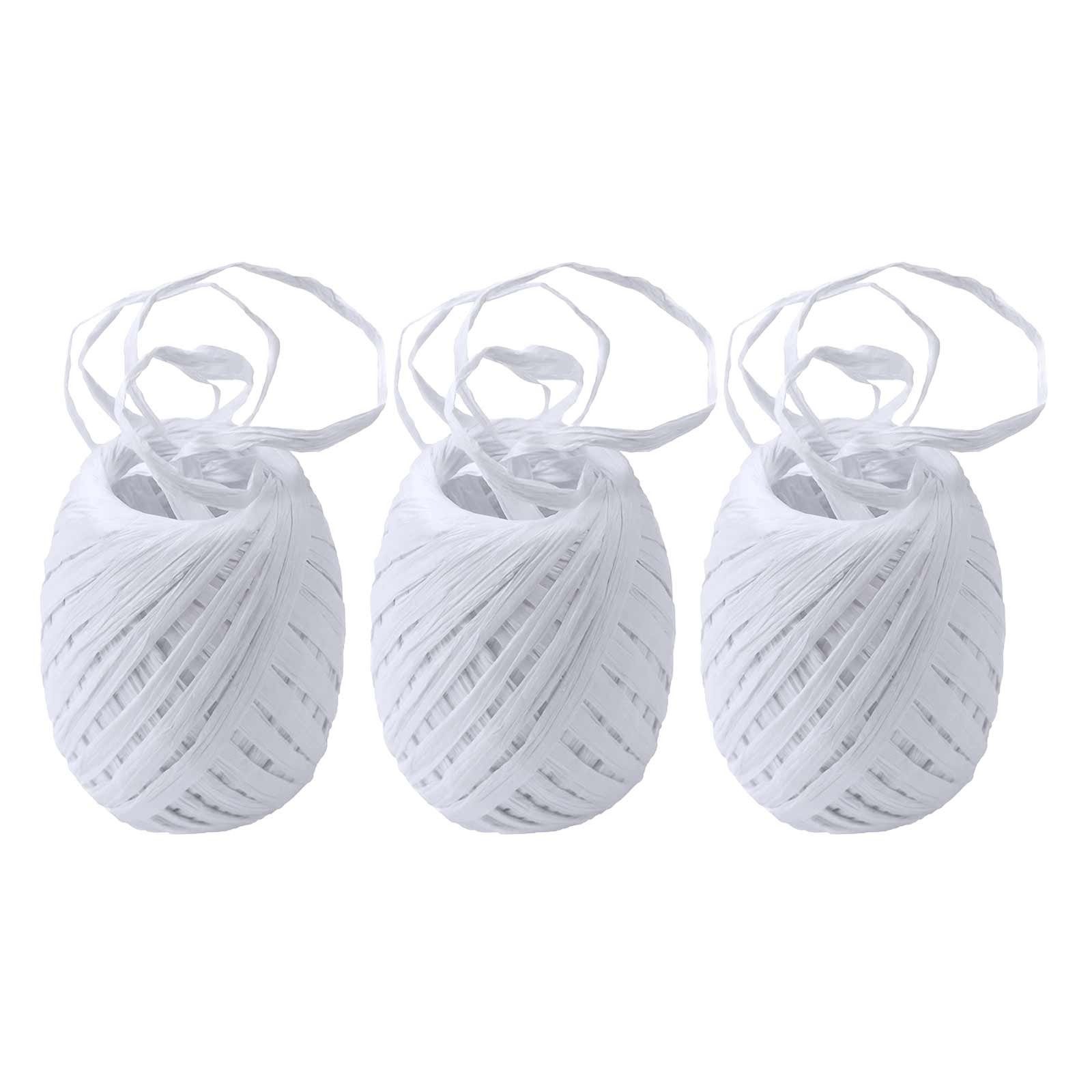 maDDma Geschenkband 3 x 30m Papierschnur Raffia, weiß
