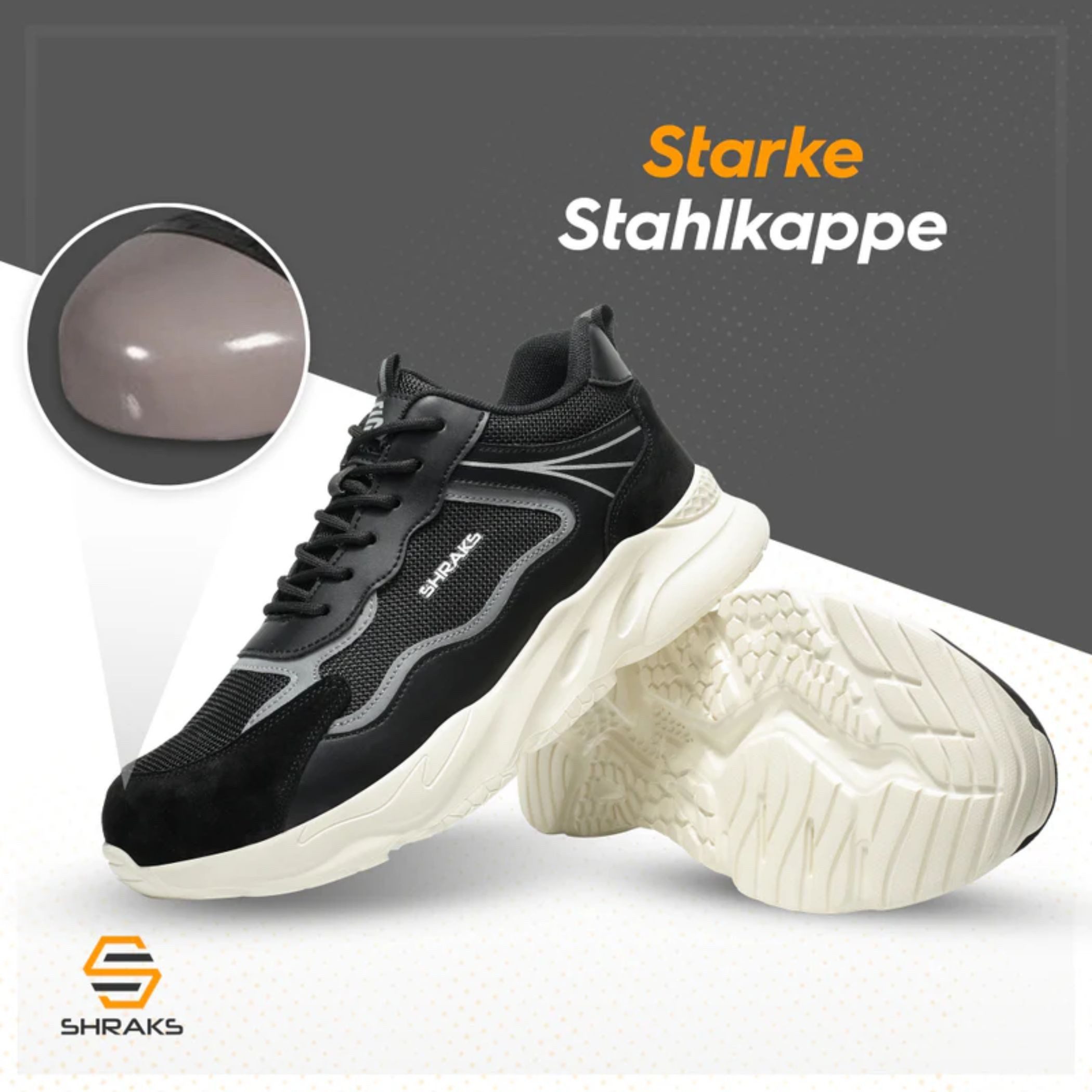 Shraks Moda Sicherheitsschuhe Bequem, Stahlkappe, Rutschfest,ISO20345 Arbeitsschuh