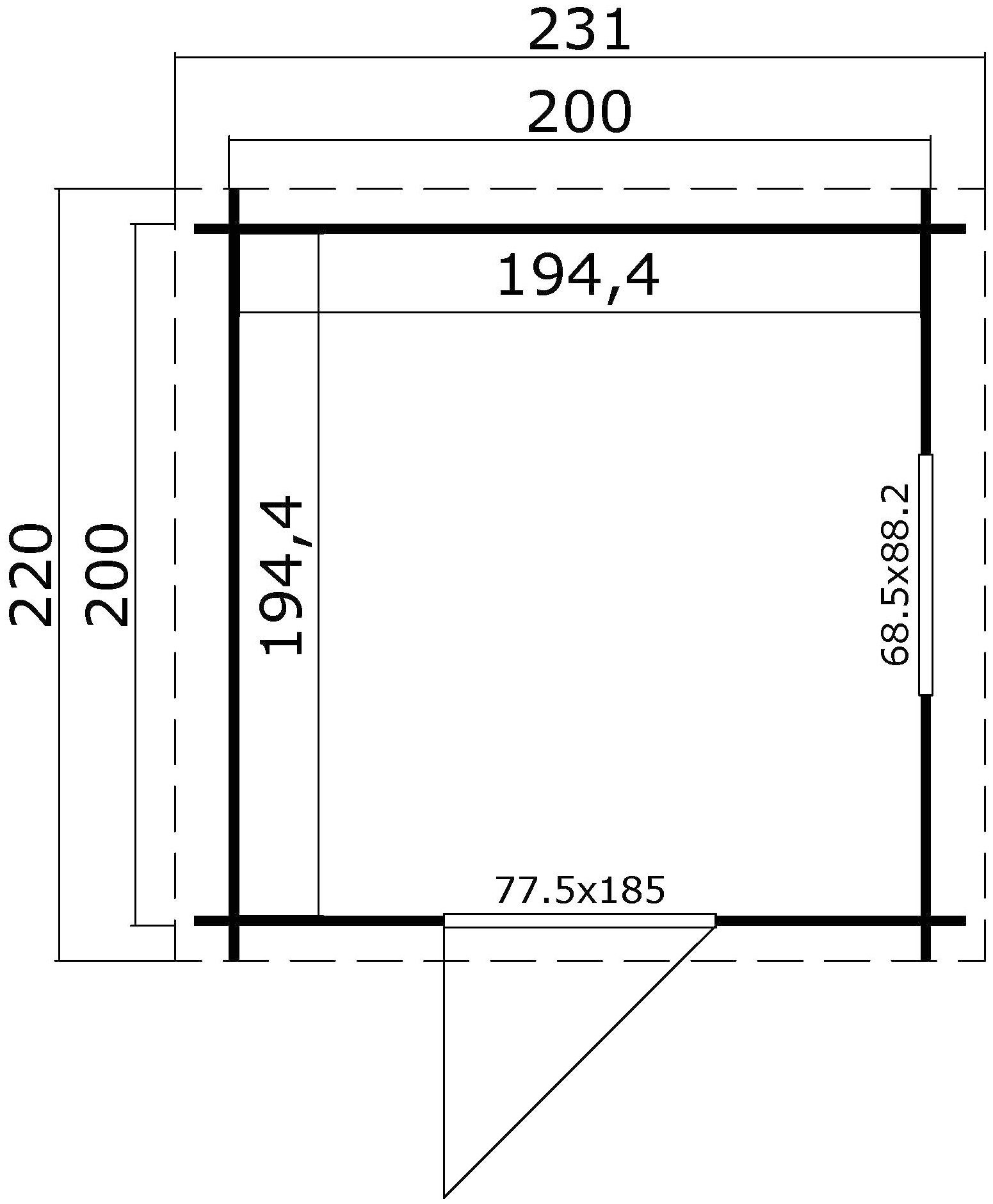28mm, MAJA LASITA Gartenhaus Fundamentmass 1, Schwedenrot 2000x2000, 220x250 Blochbohlenhaus cm, BxT: Wels