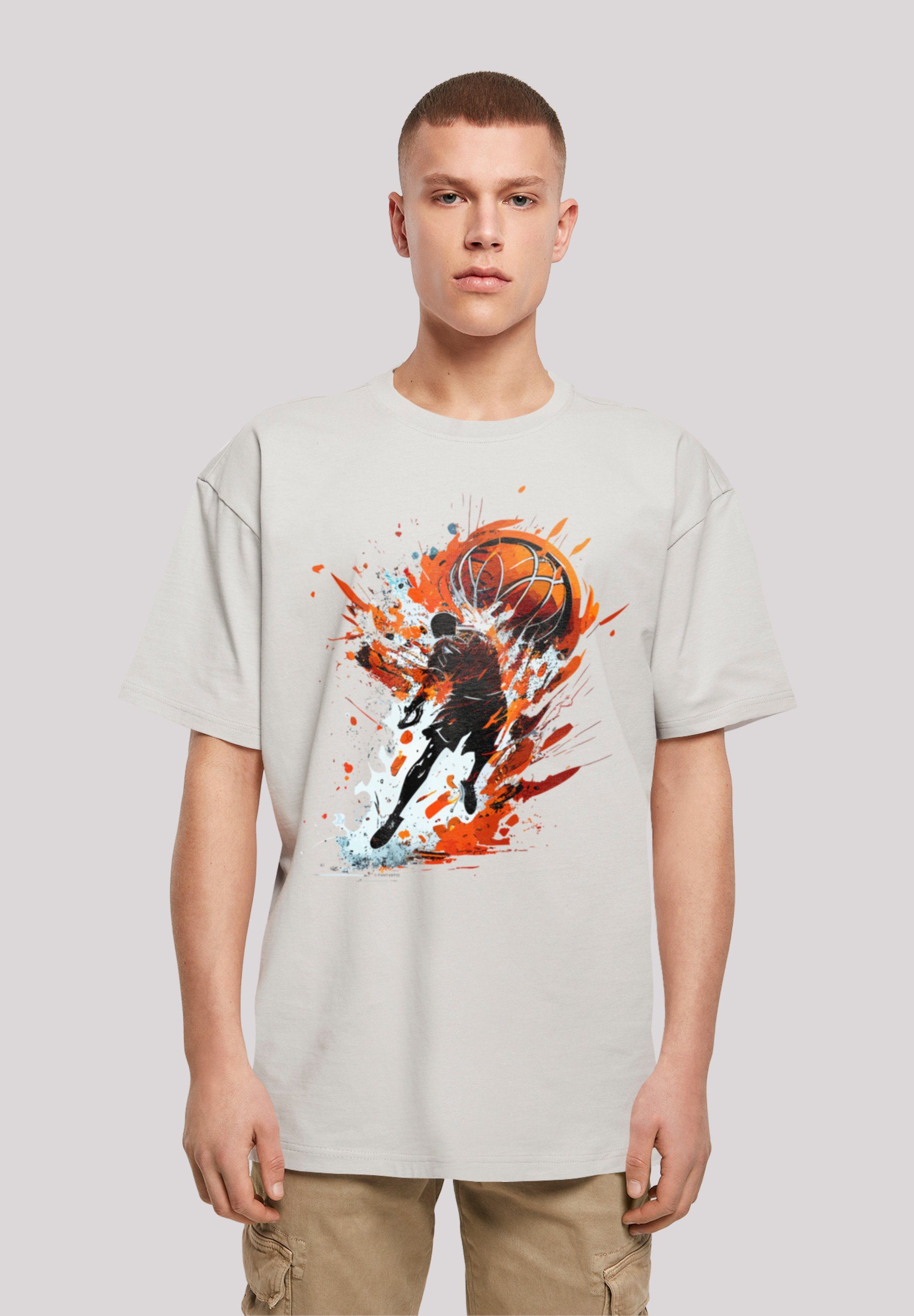 T-Shirt Splash Schultern Sport OVERSIZE Passform überschnittene F4NT4STIC Basketball und TEE Print, Weite