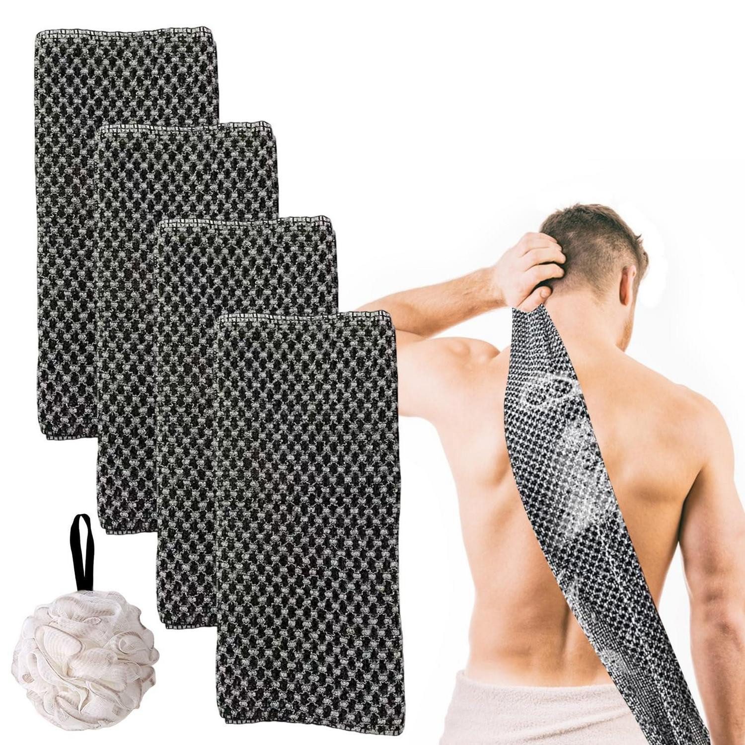 LuxusKollektion Körperpeeling Peeling-Handtuch 4er Pack