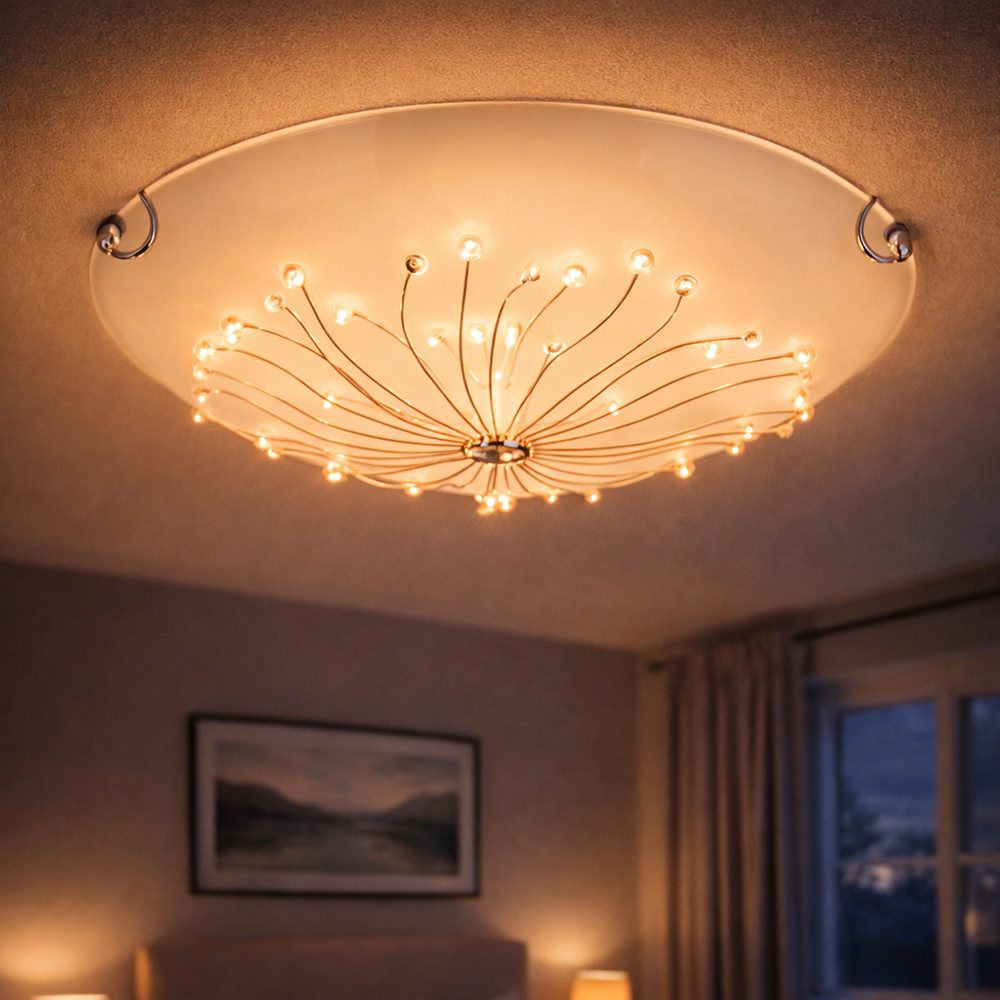 GLOBO LIGHTING LED Deckenleuchte, Leuchtmittel inklusive, Warmweiß, Deckenleuchte Deckenlampe Wohnzimmerlampe Glas 2 Flammig LED
