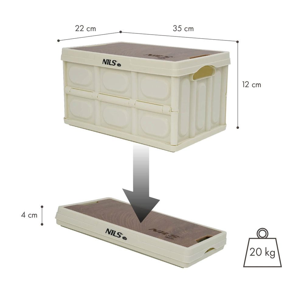 NILS CAMP Faltbox Klappbox Campingkiste Aufbewahrungsbox (Spar-Set, 1 St., 35 x 22 x 12 cm faltbar), faltbar, Tischfunktion, stapelbar, 9 L
