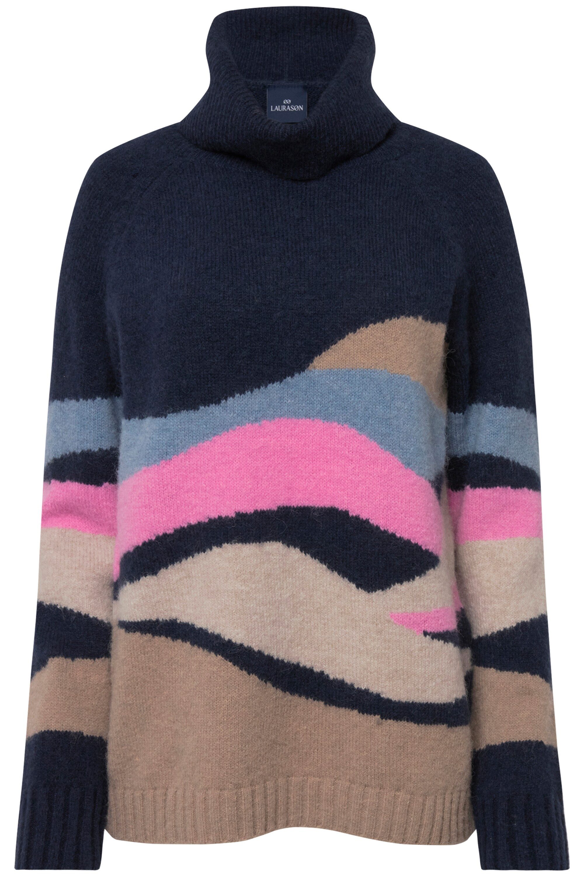 Laurasøn Rollkragenpullover Pullover Wellen-Muster Rollkragen Raglan-Langar günstig online kaufen