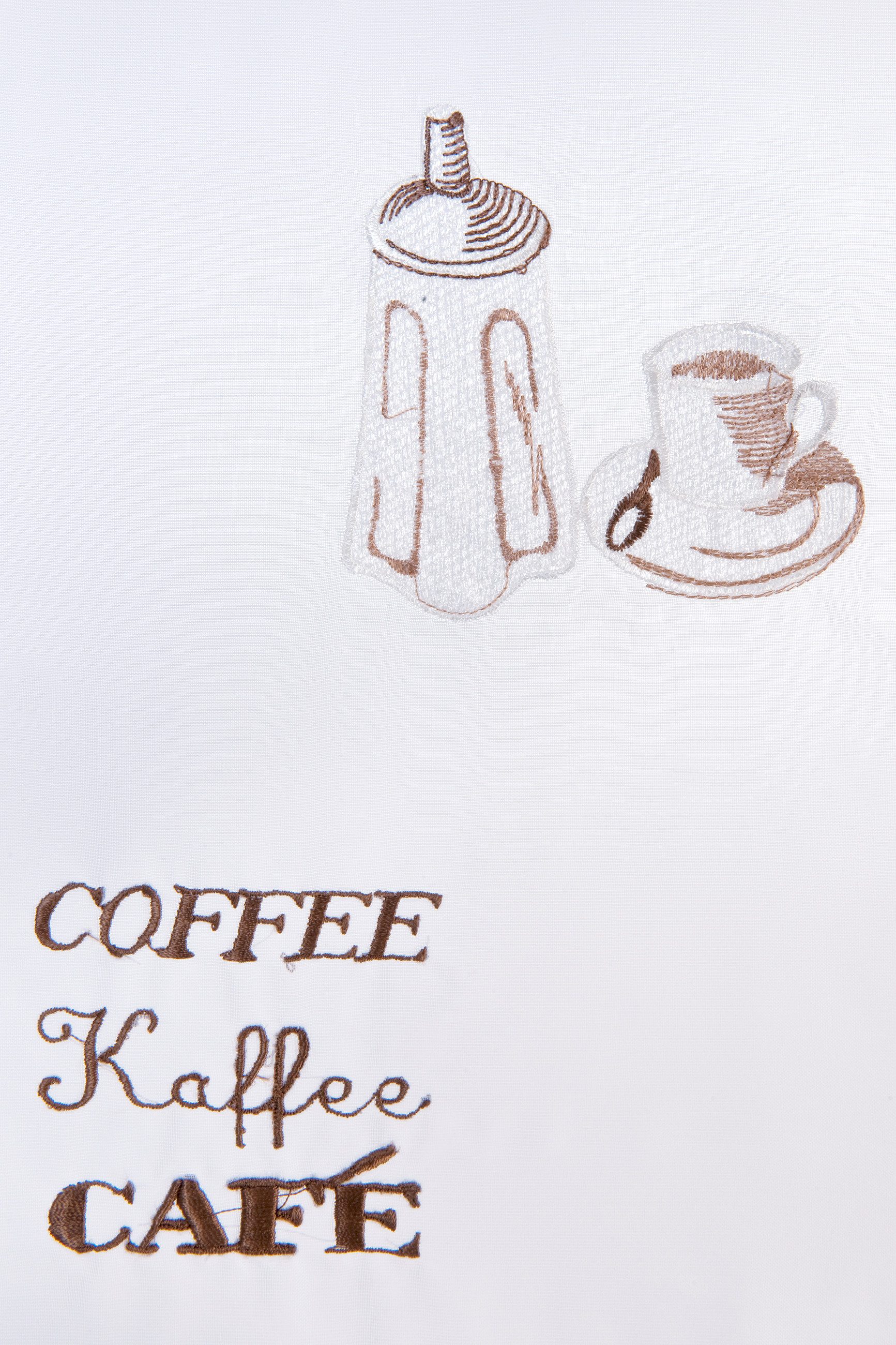 ELBERSDRUCKE Scheibengardine Bistrogardine Espresso weiß-braun transparent günstig online kaufen