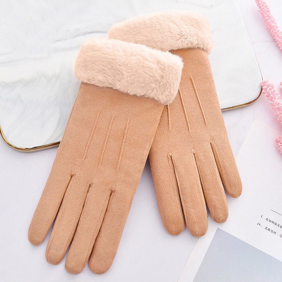Blusmart Fleecehandschuhe Damen-Winter-Fleece-Handschuhe, Elastischer Wildlederstoff khaki
