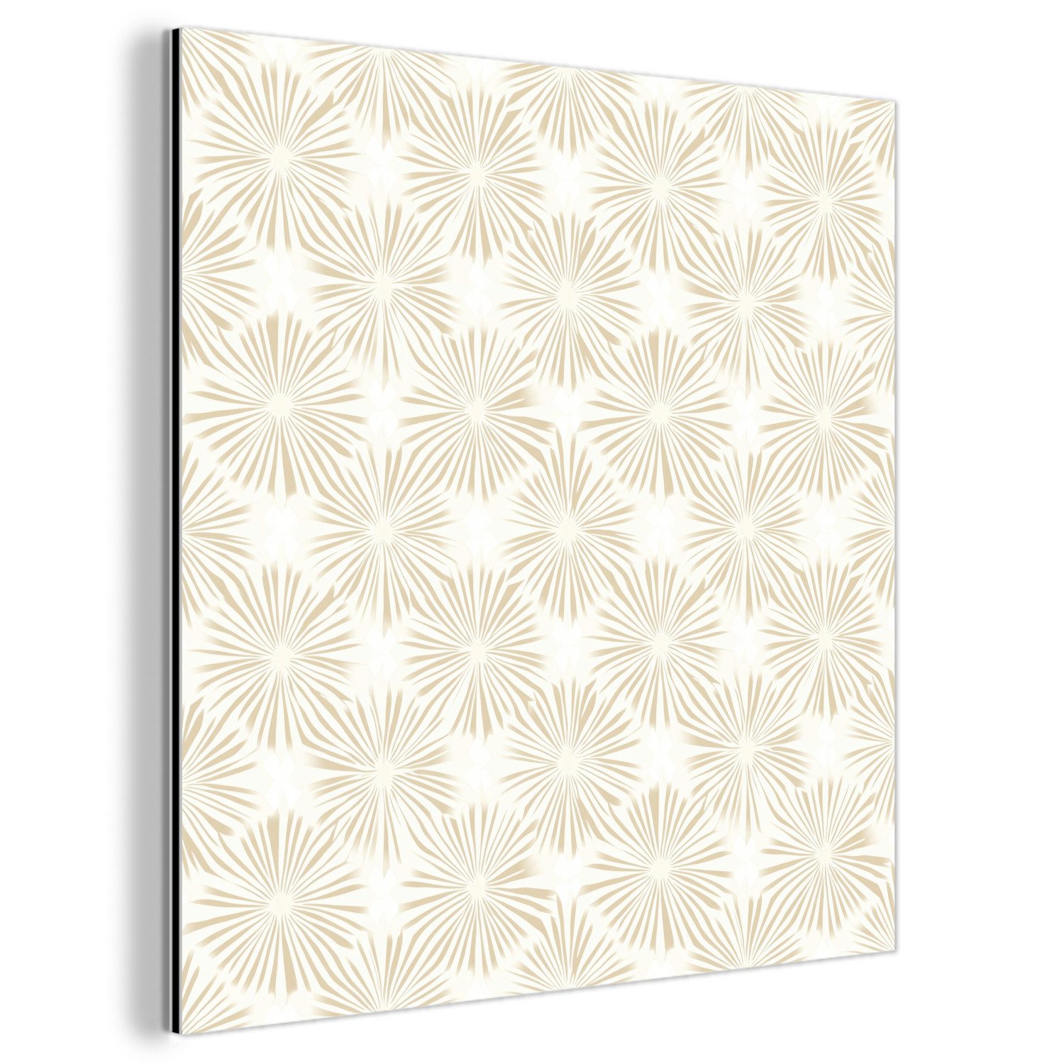 MuchoWow Metallbild Abstrakt - Motiv - Beige, Inkl. Aufhängung, Alu-Dibond-Druck, Wandbild aus Metall, Aluminium deko, 20x20 cm