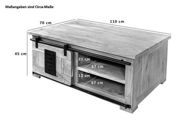 SAM® Couchtisch Gia, massives Akazienholz, mit Ablagefläche, Schiebetür, Metallschiene