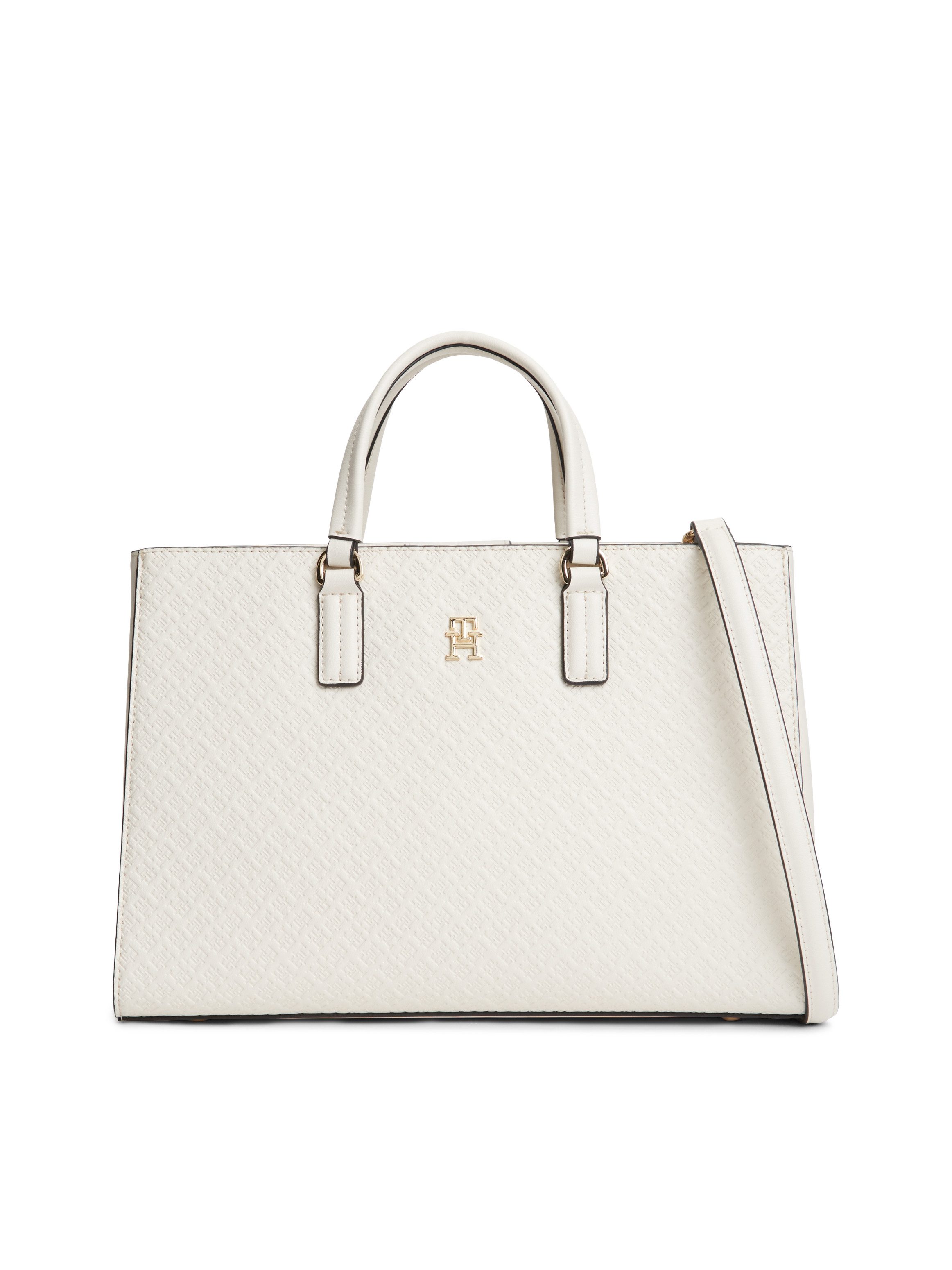 Tommy Hilfiger Henkeltasche TH DAILY SATCHEL MONO, Damen Tragetasche, Handtasche mit Allover TH-Logoprägung