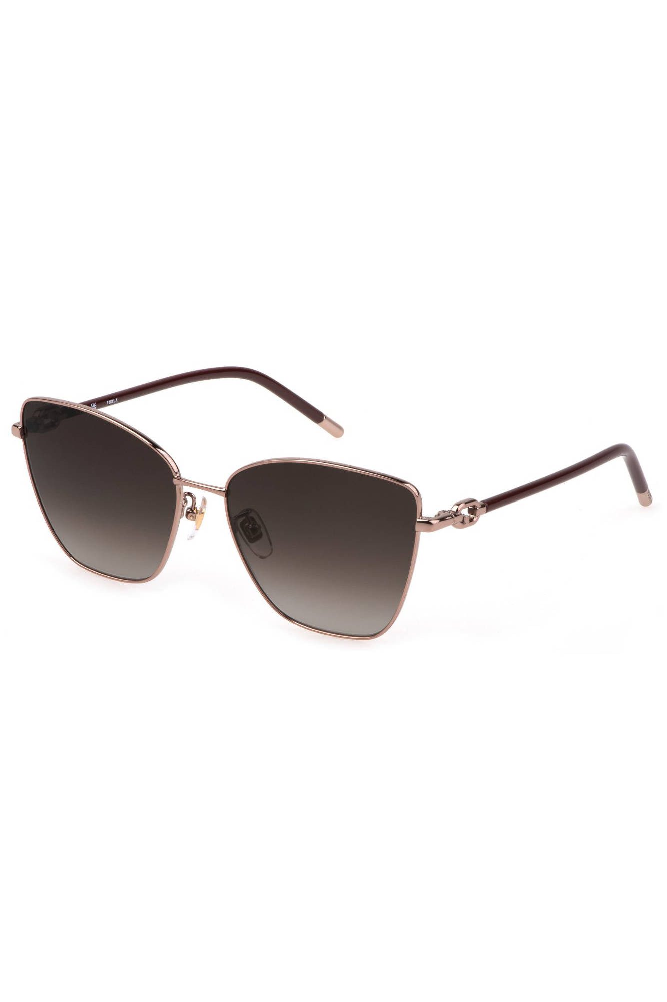 Furla Sonnenbrille Damen Sonnenbrille Silber: Quadratische Gläser, Metall, Stylisch
