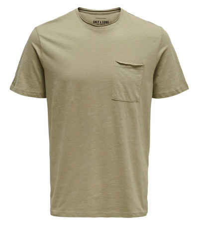 ONLY & SONS Rundhalsshirt ONLY & SONS Roy Regular Herren O-Neck Shirt Freizeit T-Shirt aus Slub-Stoff 22022531 Kurzarm-Shirt Grün