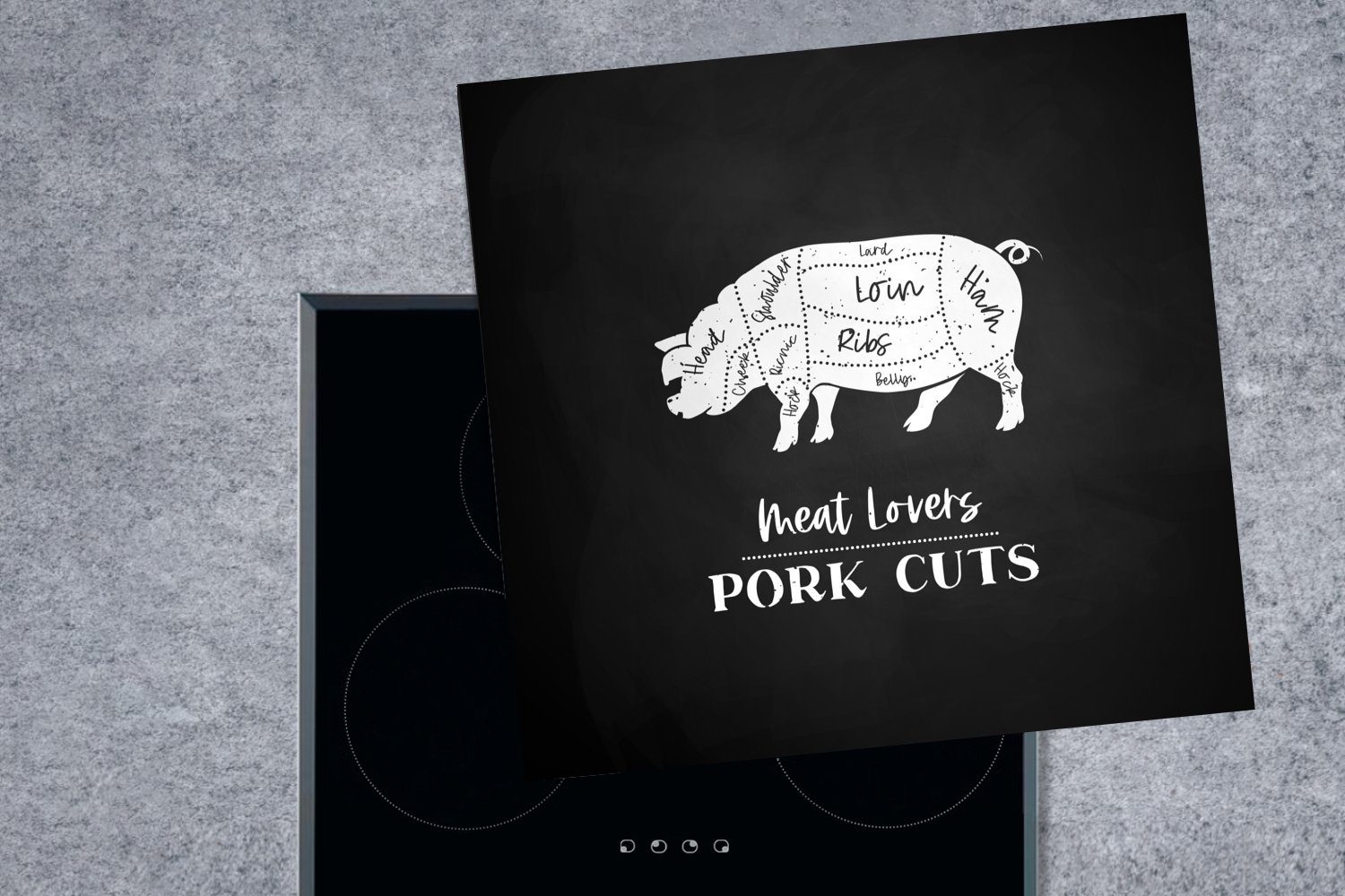Schwein - Herdblende-/Abdeckplatte 78x78 Ceranfeldabdeckung, küche (1 Vinyl, tlg), Küche Arbeitsplatte Fleisch, für MuchoWow - cm,