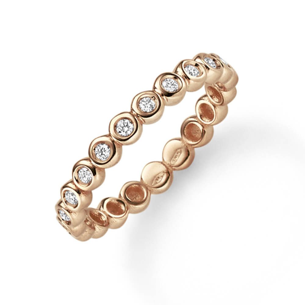 Schmuck Krone Memoirering Memory Ring aus 585 Rotgold mit 11 Diamanten 0.15ct, Gold 585