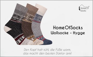 HomeOfSocks Norwegersocken Skandinavische Wollsocke "Norweger Muster" Nordic Kuschelsocken (Paar, 1 Paar) Dicke Socken Hyggelig Warm Mit 45% Wollanteil In Norwegischem Design