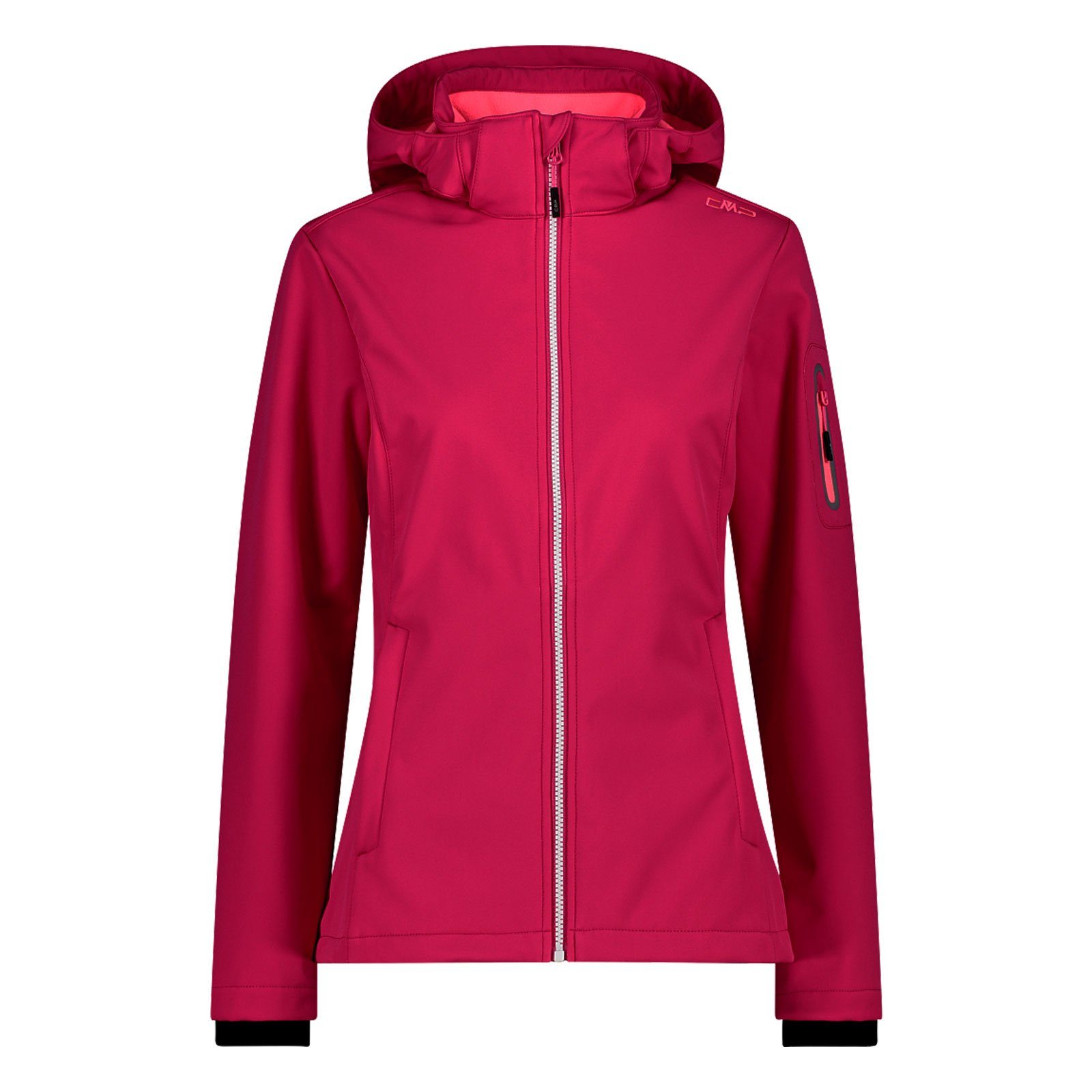 Günstiger als im Laden! CMP Softshelljacke Woman Zip Hood fuxia Jacket mit Oberarm am H814 Reißverschlusstasche