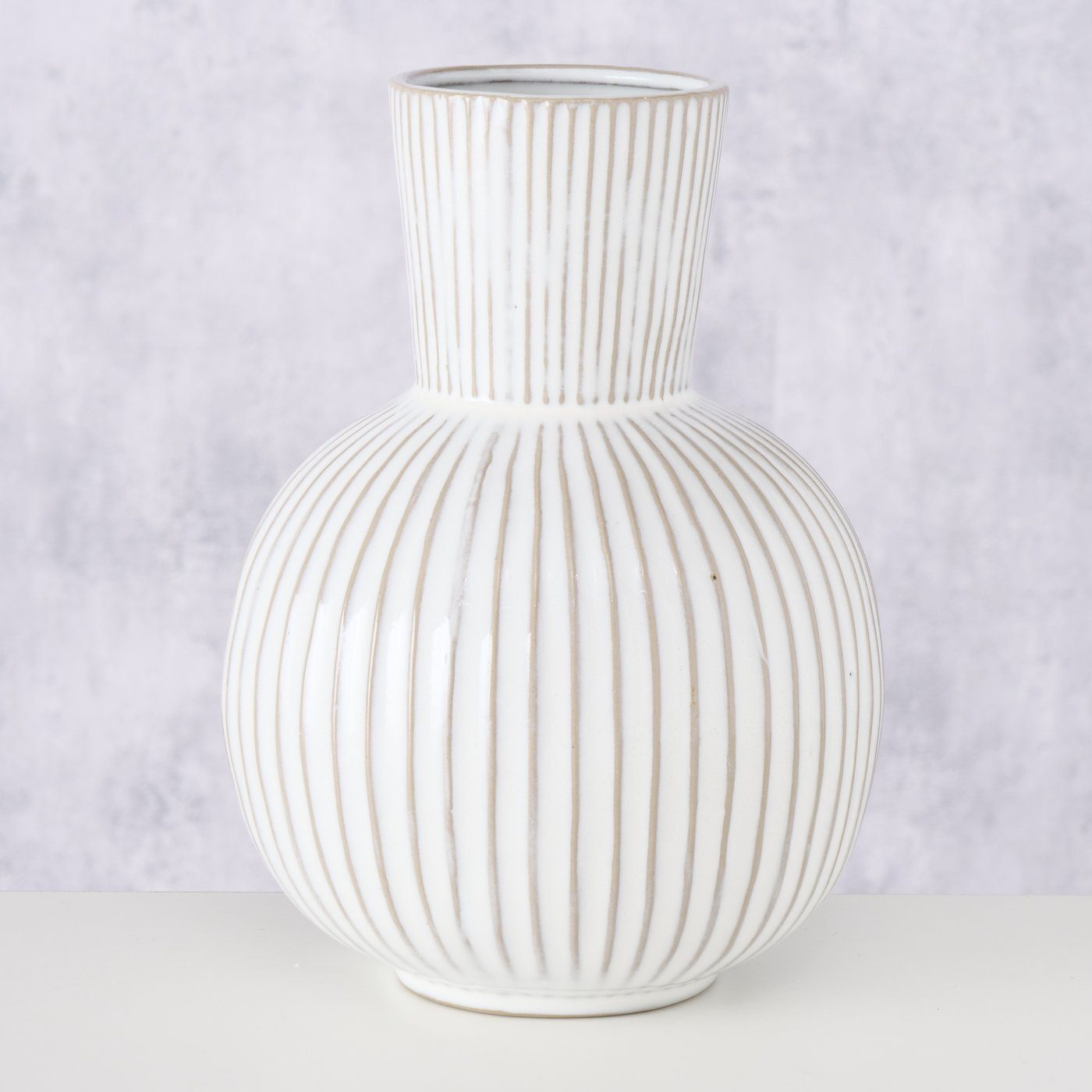 BOLTZE Dekovase "Deborah" aus Kermaik weiß, Blumenvase (Steingut) Vase