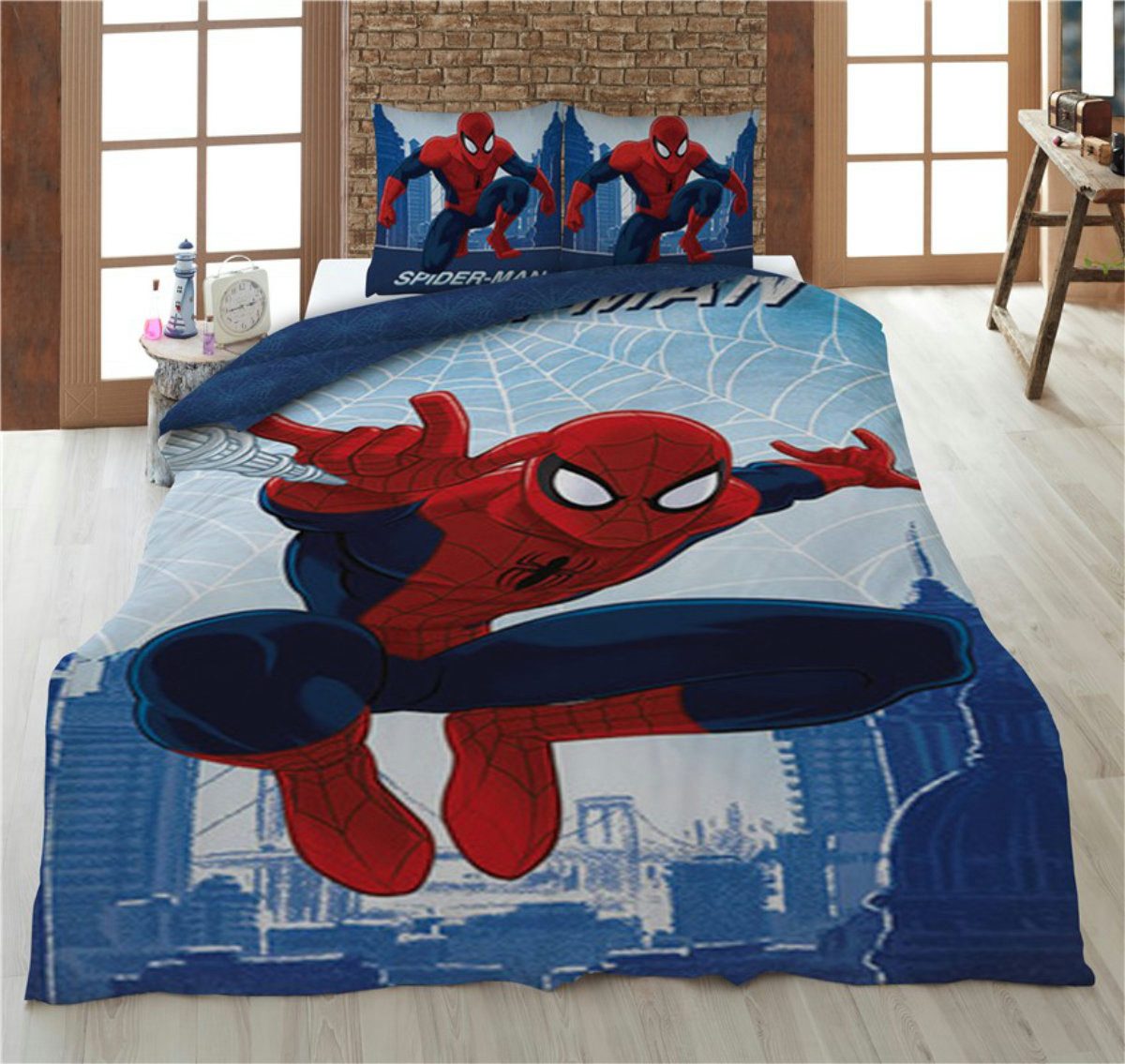 MARVEL Bettwäsche Marvel Spiderman Jungen Bettwäsche 2tlg. Set 135-140x200 65x65 cm, 2 teilig