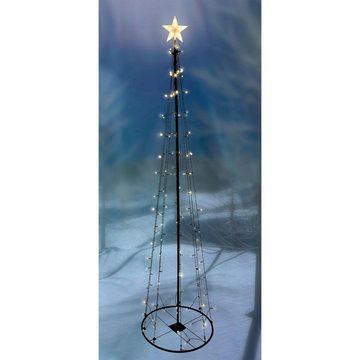 Mojawo Lichtervorhang LED Metall Weihnachtsbaum Stern warmweiß 70 LEDs 120cm 8 Funktionen