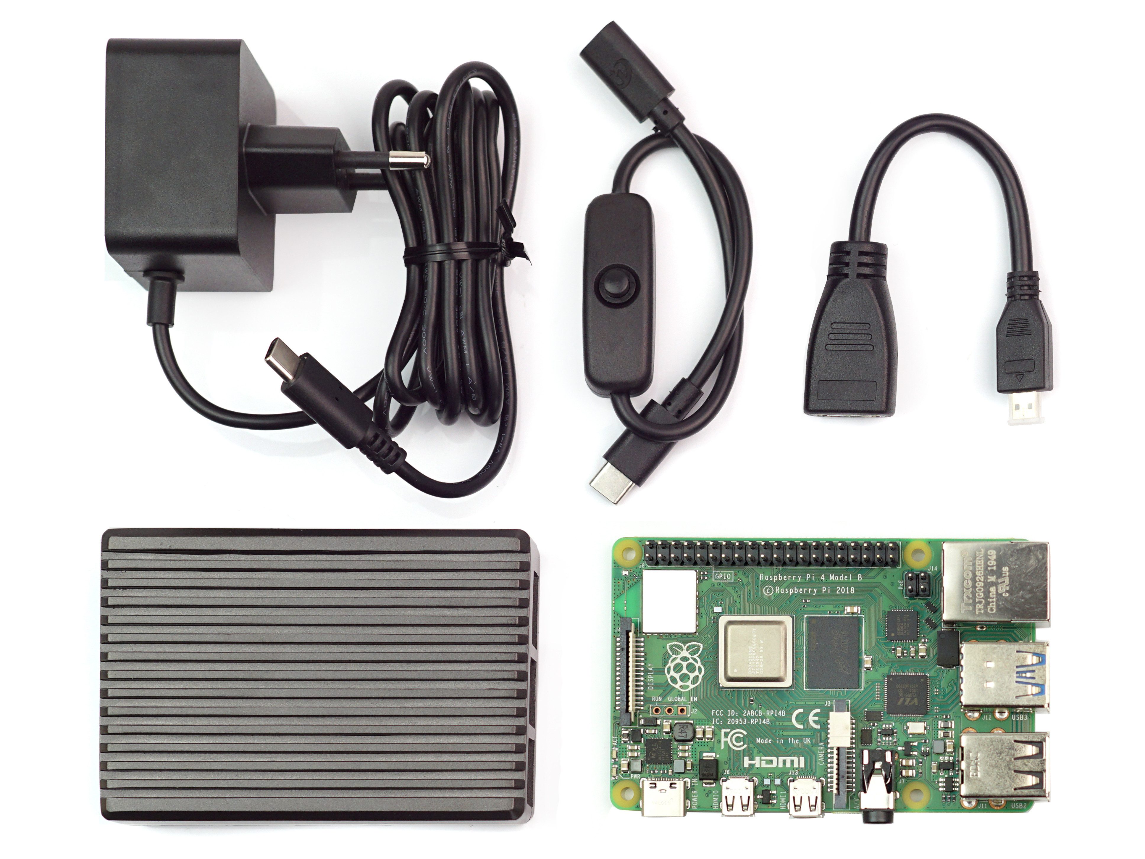 Raspberry Pi 4 Computer Modell B, 8GB RAM, Full Armor Kit Mini-PC Barebone