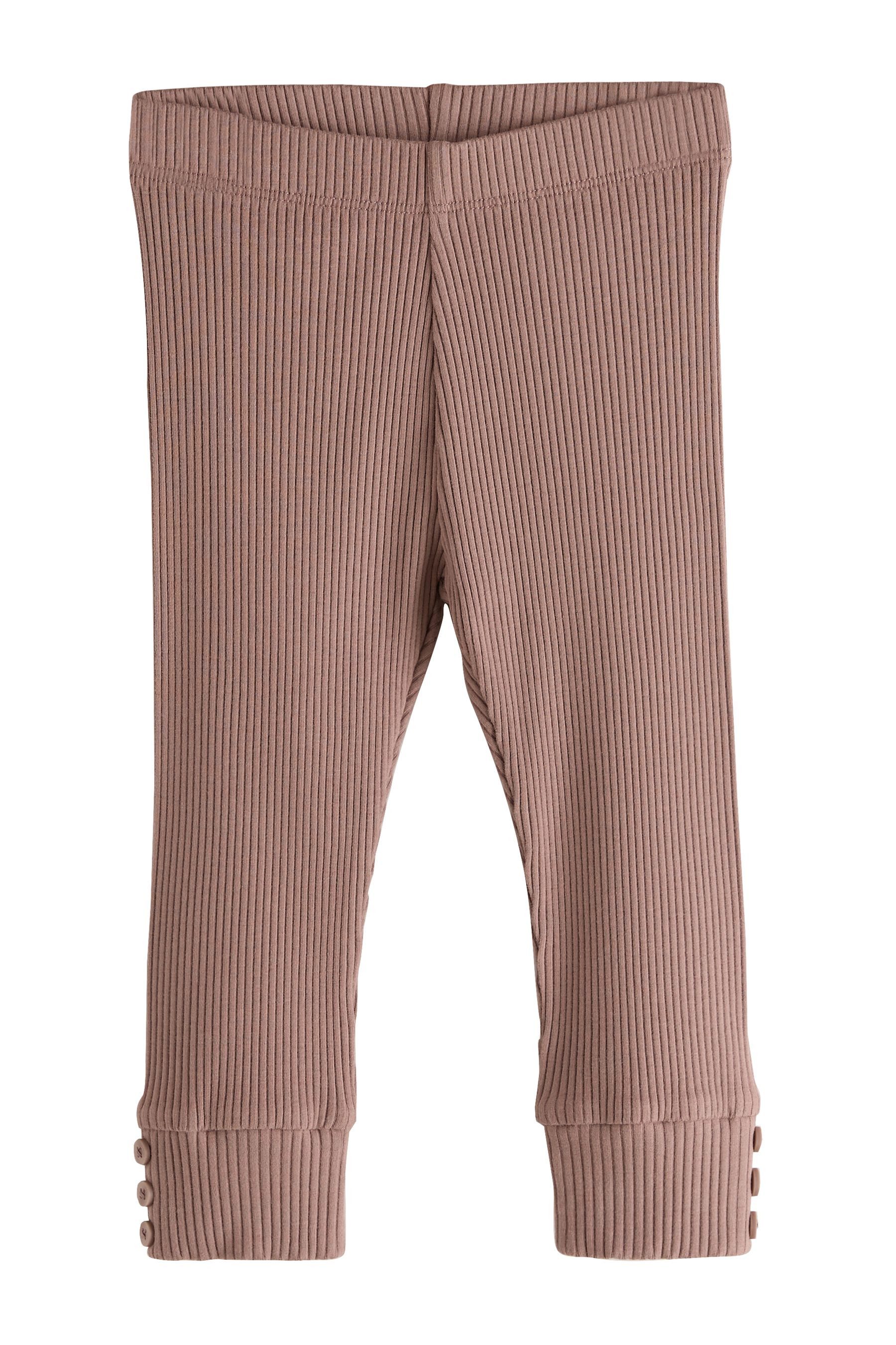 Next Leggings Gerippte Leggings mit Knöpfen und Bündchen (1-tlg)