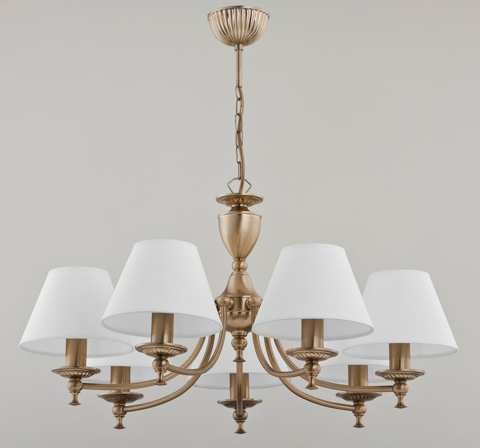 Licht-Erlebnisse Kronleuchter JURIDA, ohne Leuchtmittel, Mit Schirm 50,8 cm breit H: max. 66 cm Stoff Metall 7x E14