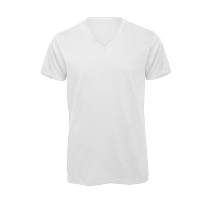 B&C Unterhemd (3er Pack) Unterziehshirt V-Ausschnitt Weiß (Pack 3er Pack) 100% gekämmte ringgesponnene Bio-Baumwolle