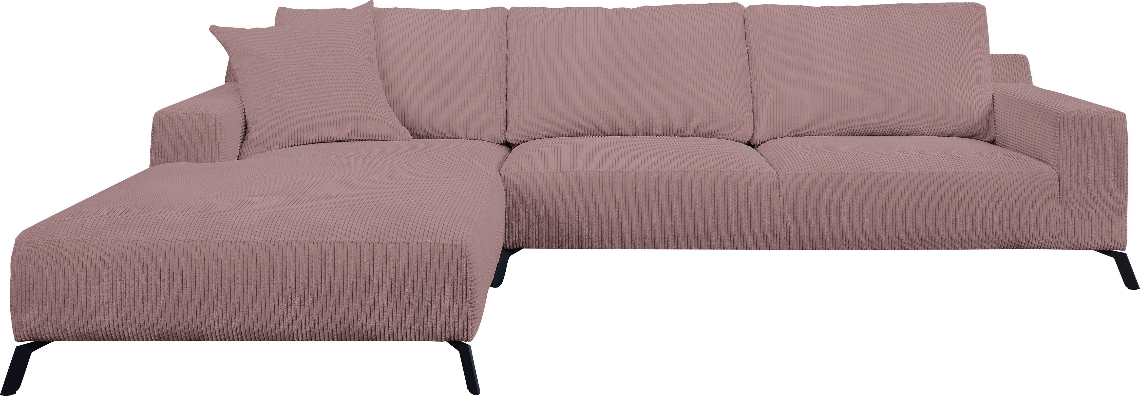 WERK2 Ecksofa Faro, XXL Design Ecksofa mit hohem Komfort in trendigem Cord & Samtvelours