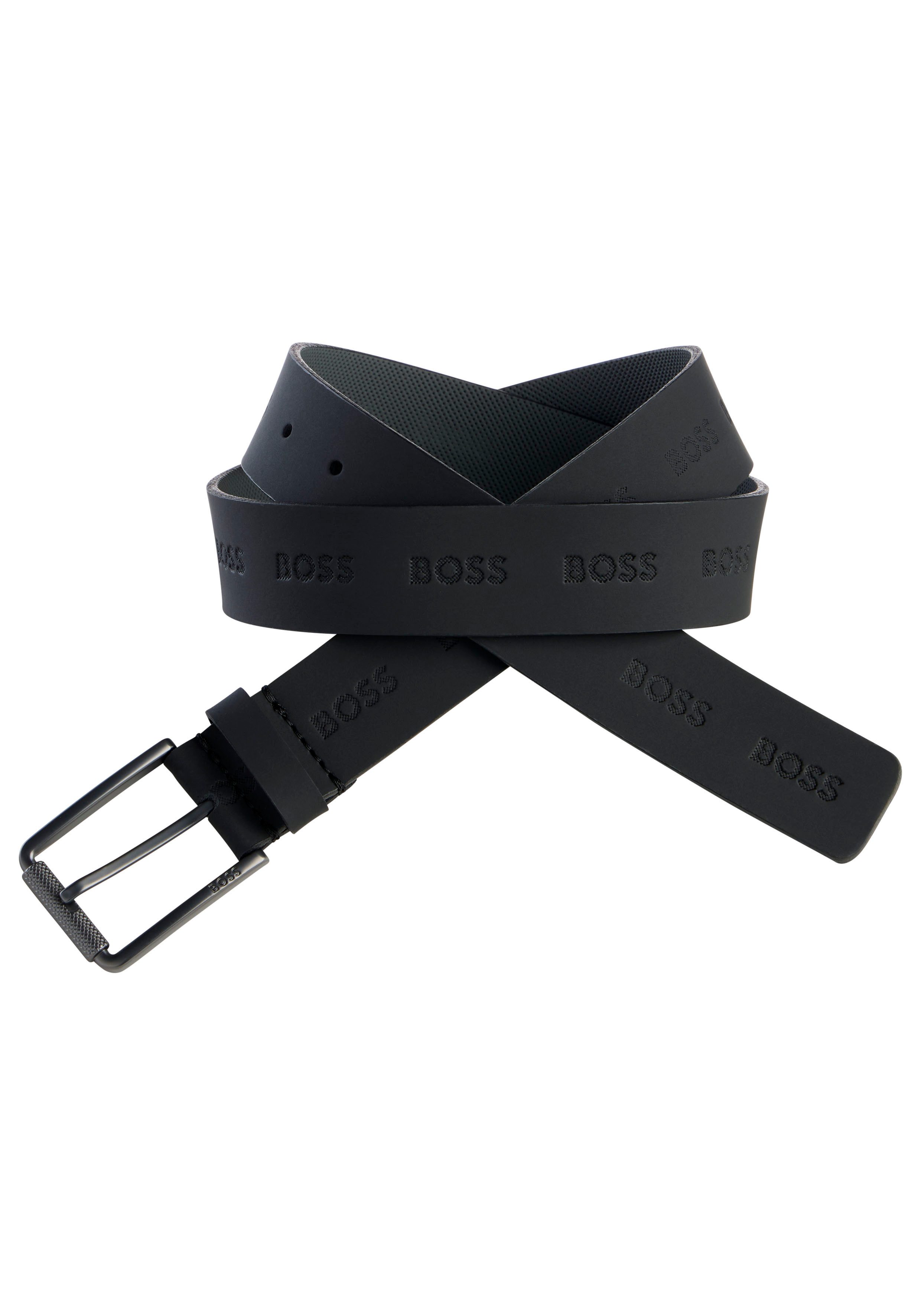 BOSS GREEN Ledergürtel Tintin-AO-BOSS Sz35 mit tonaler Logoprägung