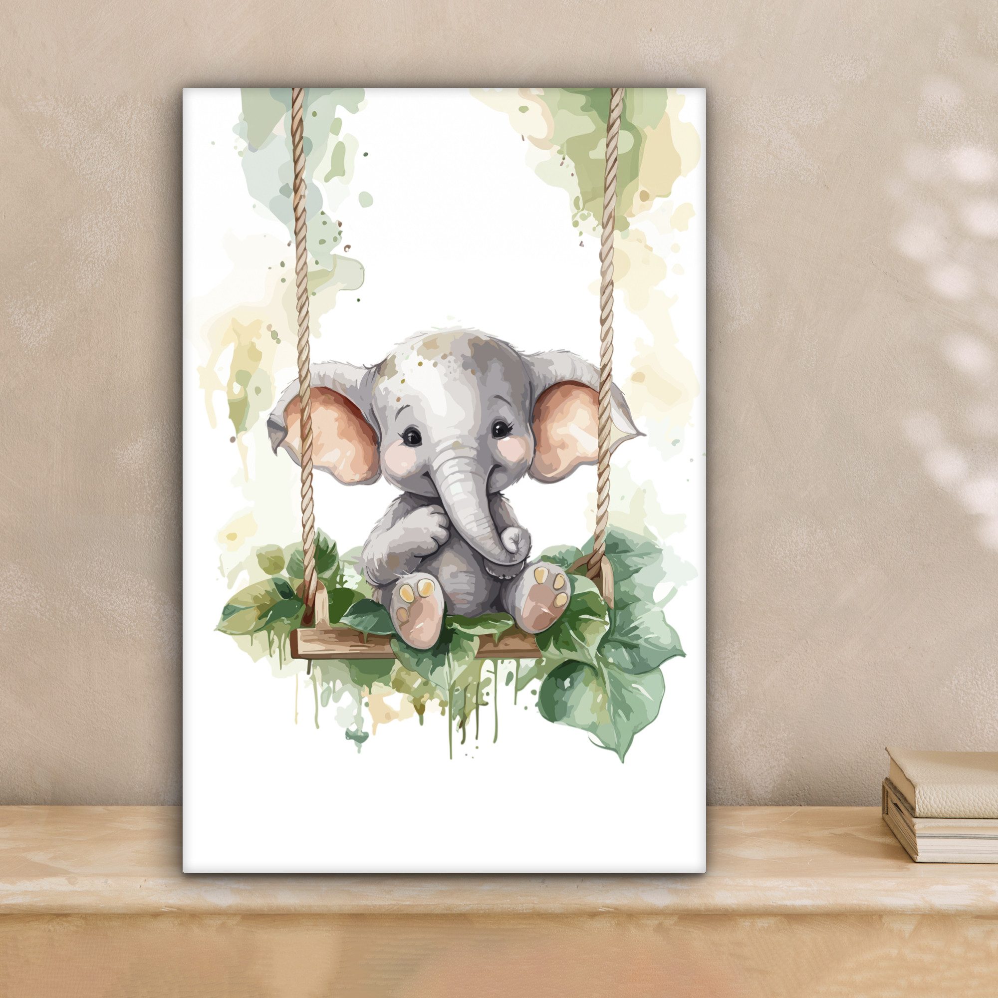 OneMillionCanvasses® Leinwandbild Elefant - Tier - Kinder - Dschungel, Fotodruck (1 St), Leinwand Canvas Wandbild, Wanddekoration 20x30 cm – Bild 2 von 5