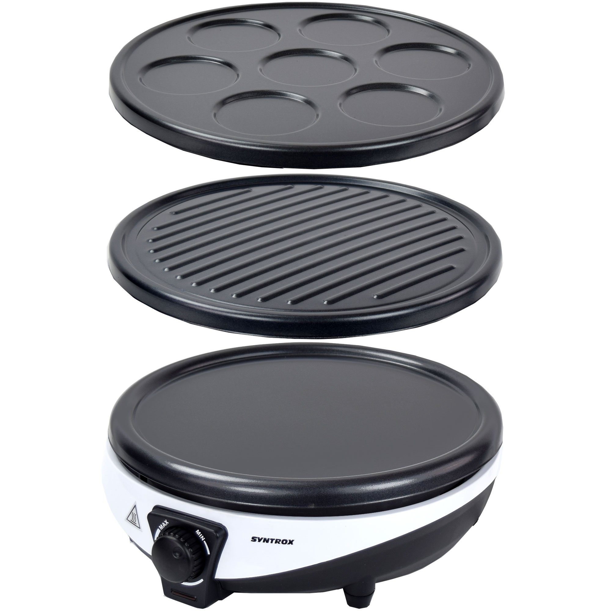 Syntrox Germany Elektrogrill 3 in 1 Crepes Maker Pfannkuchen Eierkuchen Elektrogrill Luzern, 1000 W