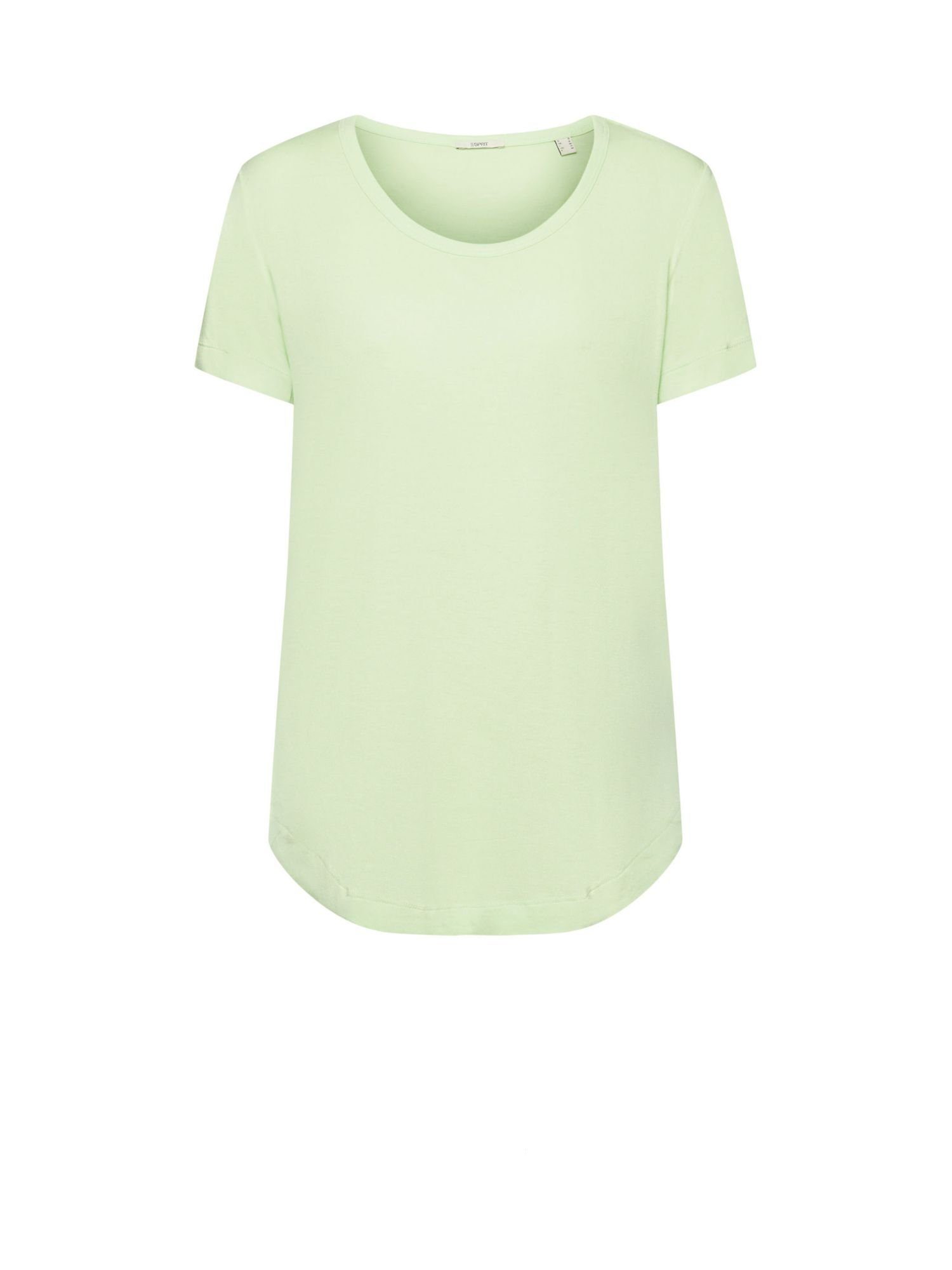 Esprit T-Shirt Viskose-T-Shirt mit weitem, rundem Ausschnitt (1-tlg) CITRUS GREEN