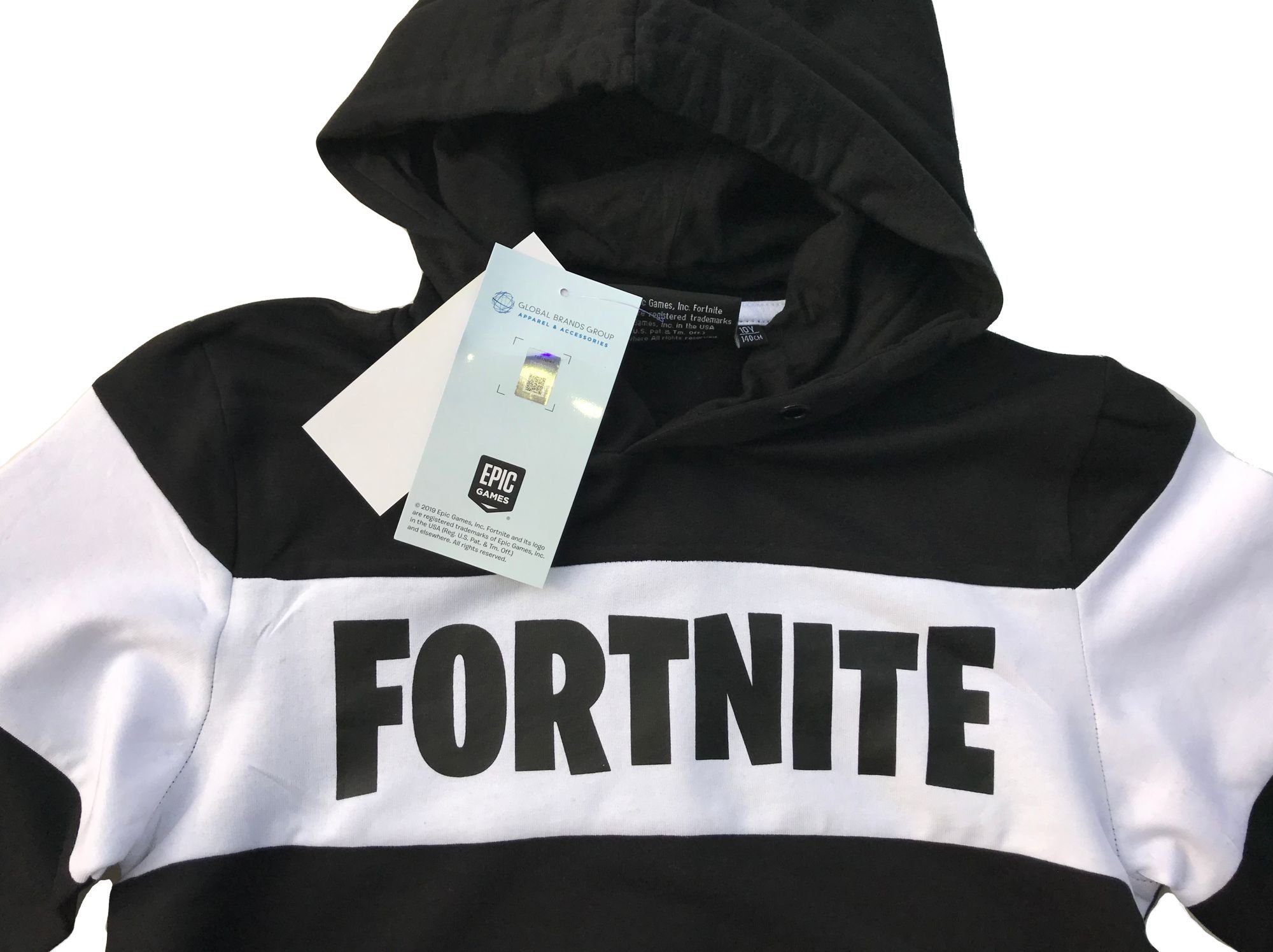 Fortnite Hoodie Epic Games FORTNITE Hoodie Sweatshirt mit Kapuze Schwarz WeiB Kapuzensweatshirt Jugendliche Erwachsene Gr. S M L XL