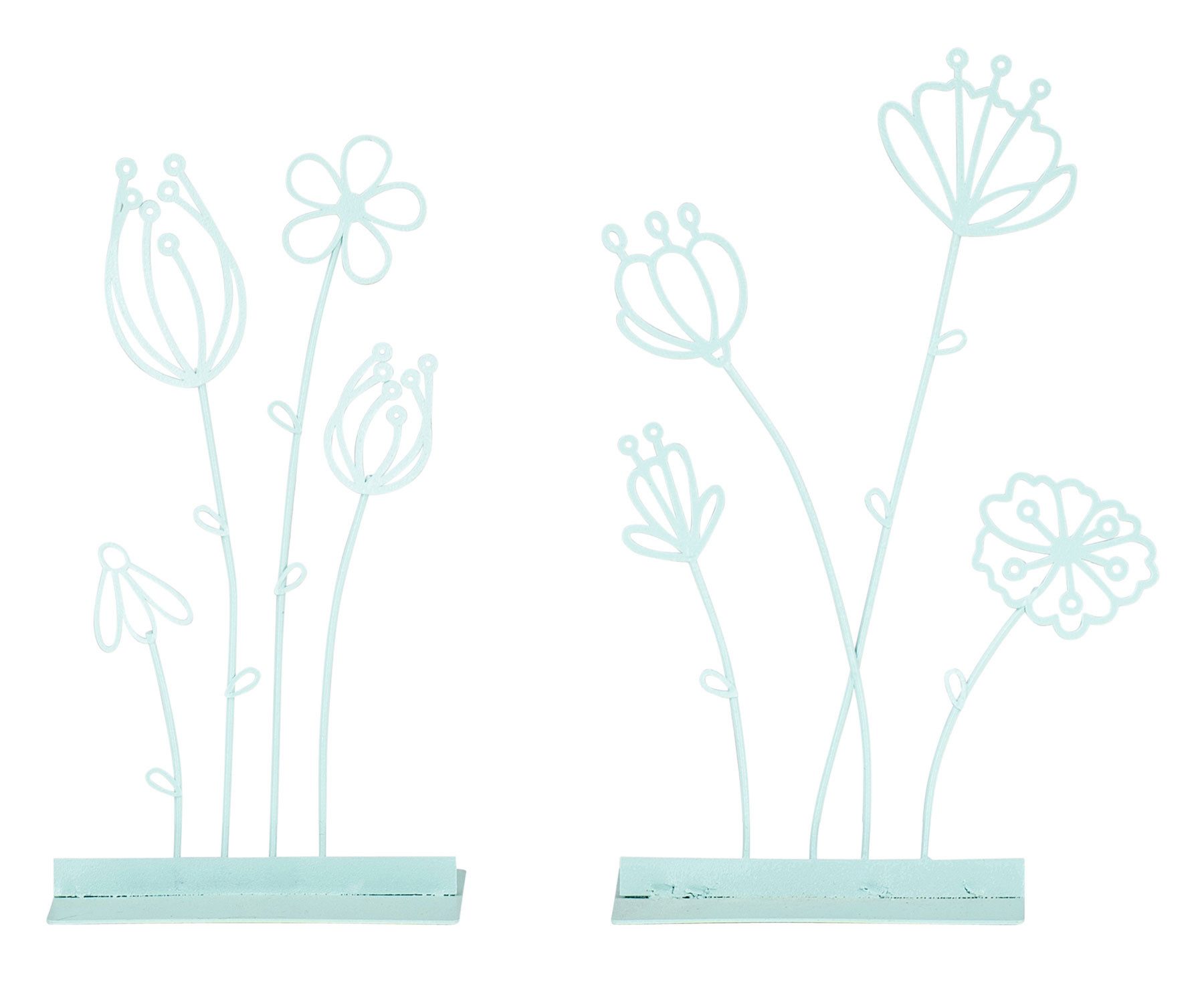 Levandeo® Dekoobjekt, 2er Set Metall Blume H18cm Pastell Grün Deko-Aufsteller Tischdeko