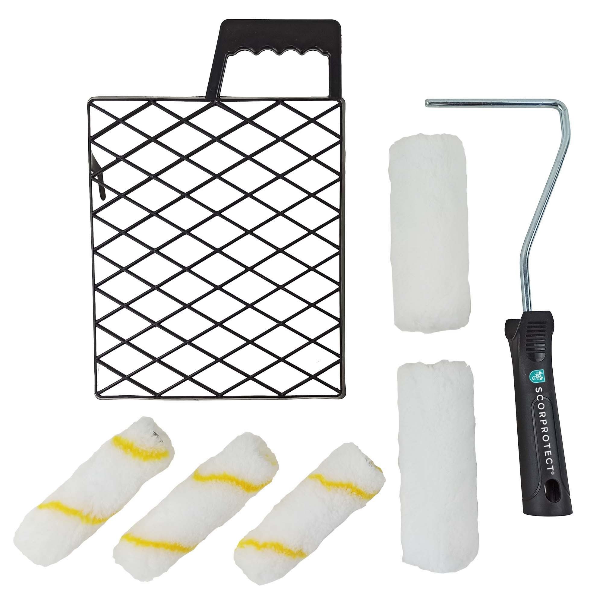 Scorprotect® Малярный валик Streich-Set 7-teilig mit Farbwalze und Abstreifgitter
