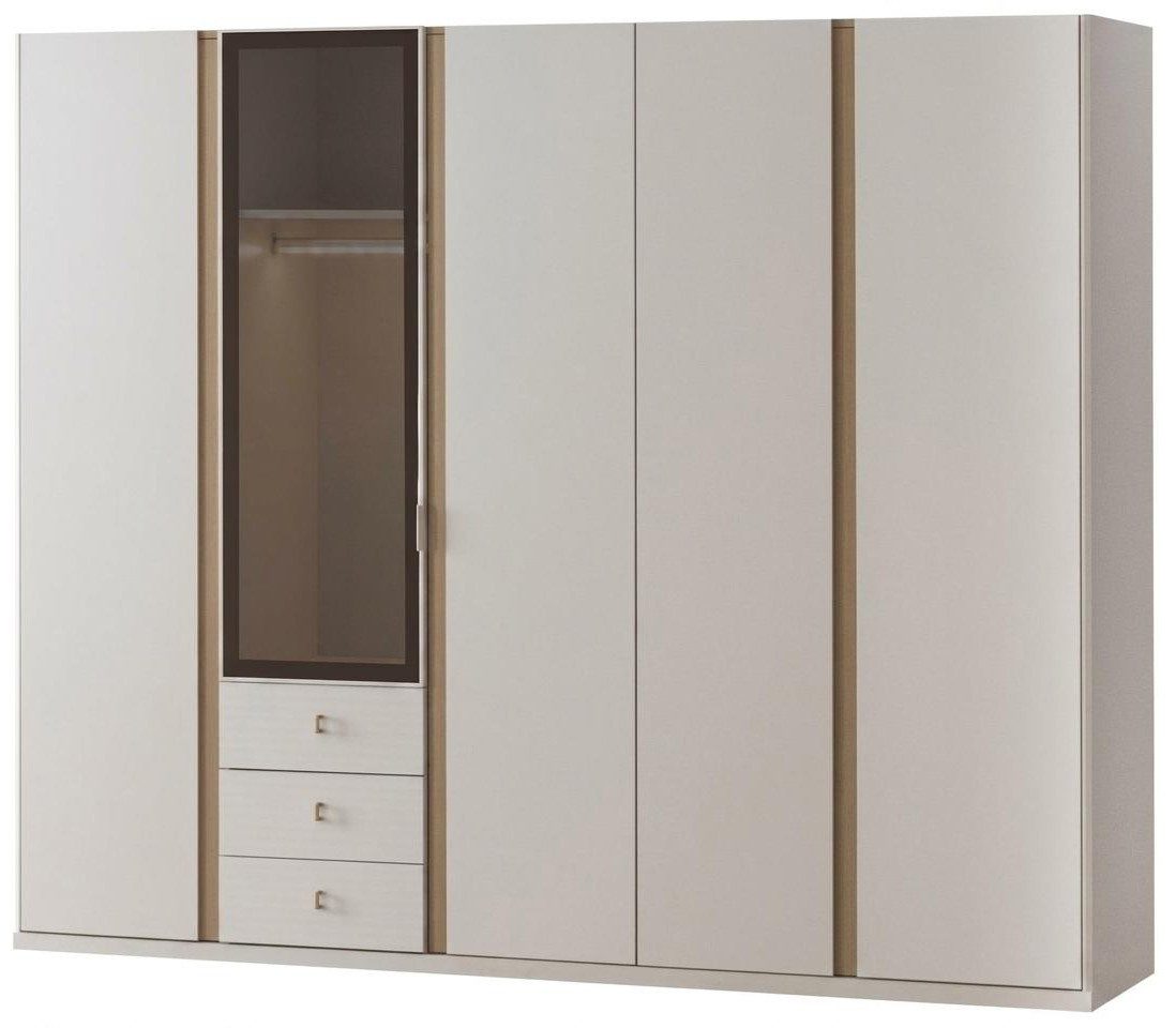 Xlmoebel Kleiderschrank Moderner Beiger Kleiderschrank Holz Schlafzimmer Glasfront Stauraum