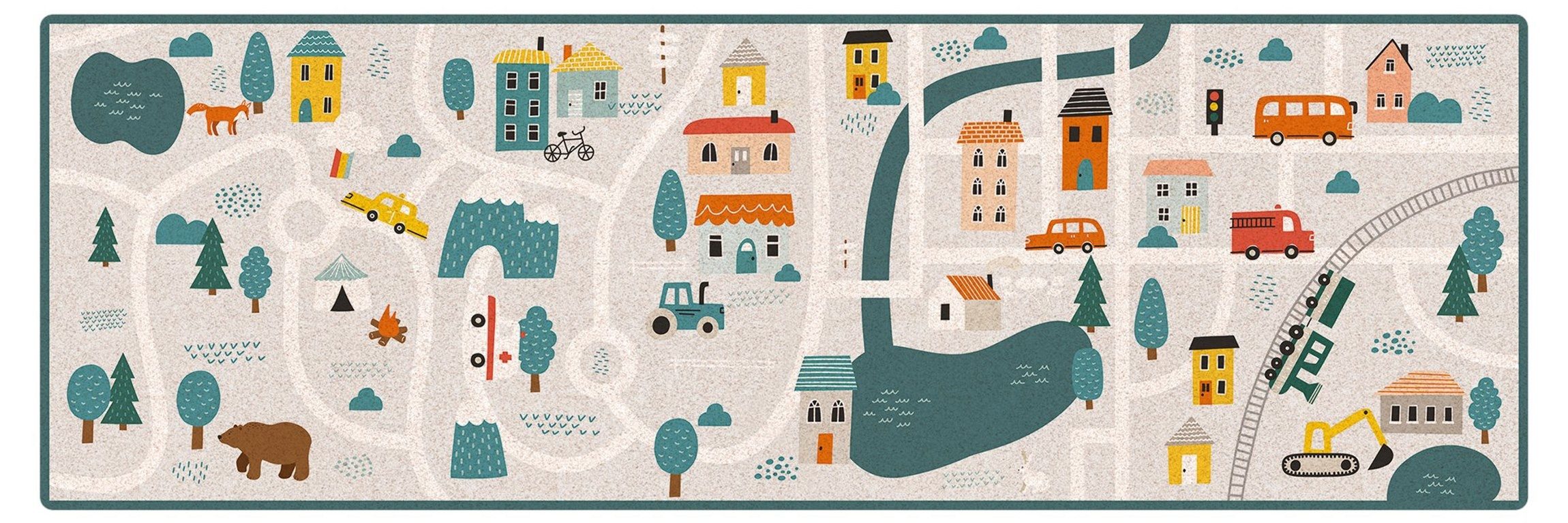 Bilderdepot24 Läufer Kork Kinderteppich Kinderzimmer Mädchen Jungen lang modern funktional