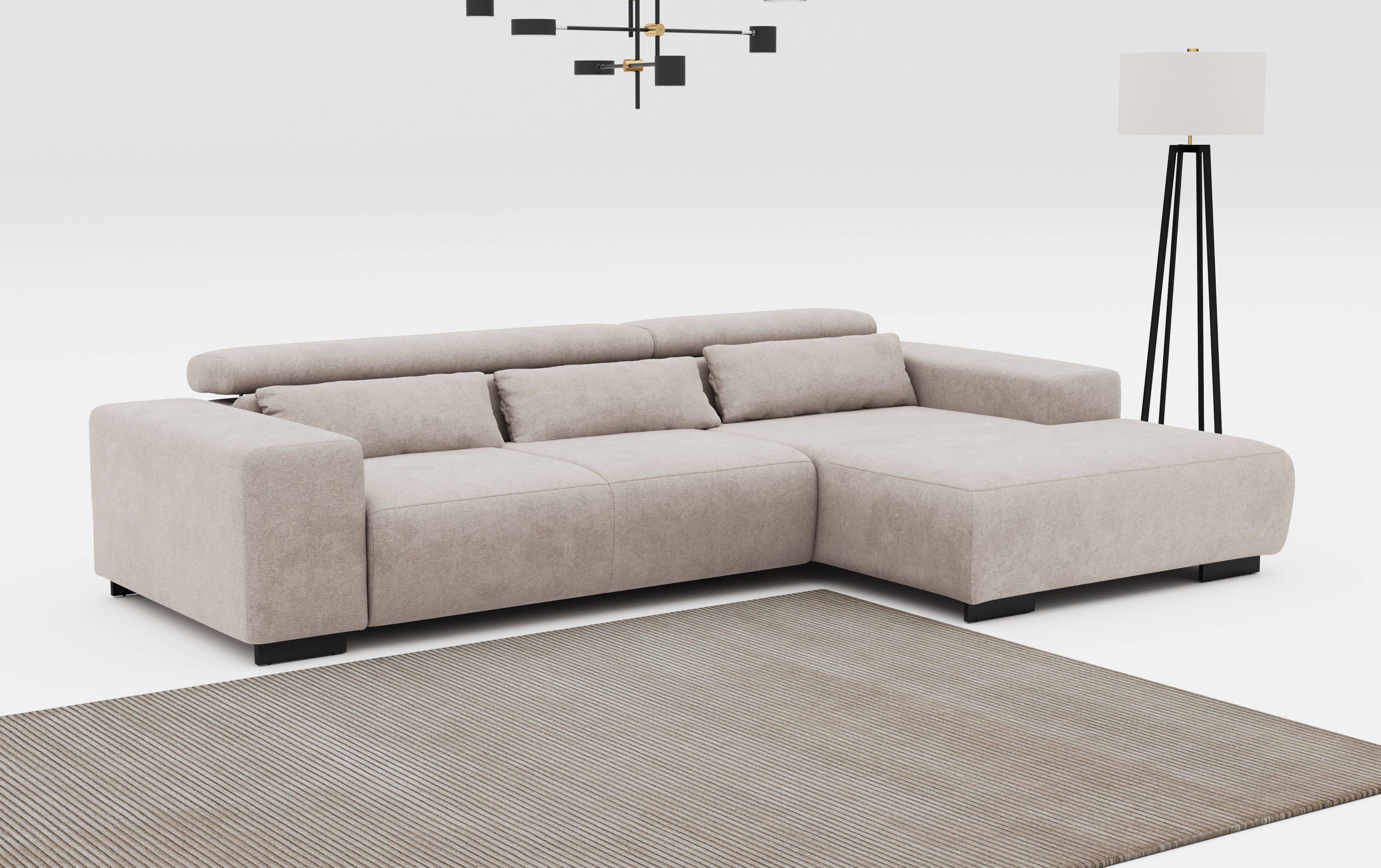 COTTA Ecksofa "Side L-Form, mit Kopfteilverstellung & 3 Nierenkissen" optio günstig online kaufen