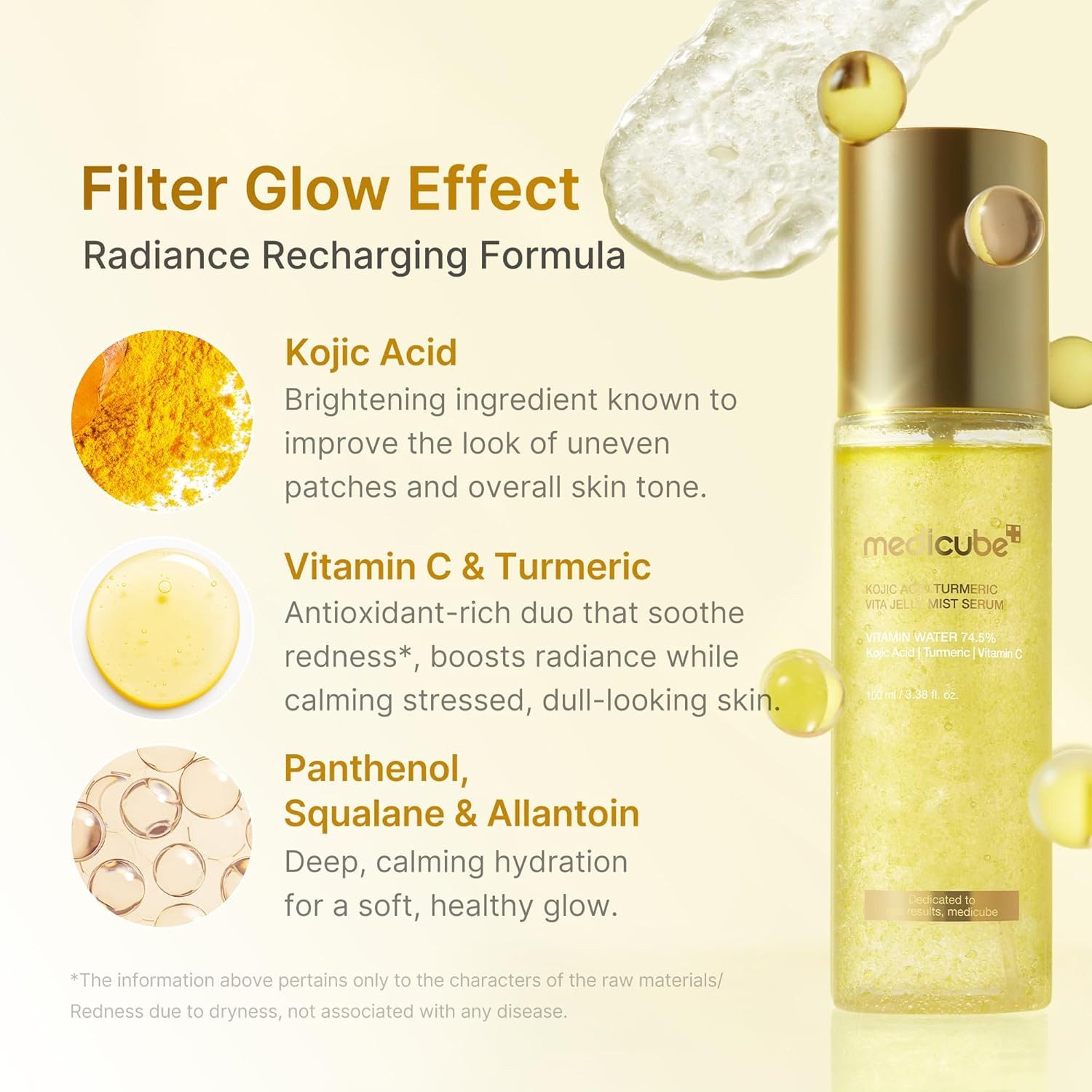 Medicube Tagescreme Kojic Acid Turmeric Vita Jelly Mist Serum 100 ml, K-Beauty Erfrischt, hellt sichtbar auf und sorgt für, strahlenden Vitamin-C-Glow