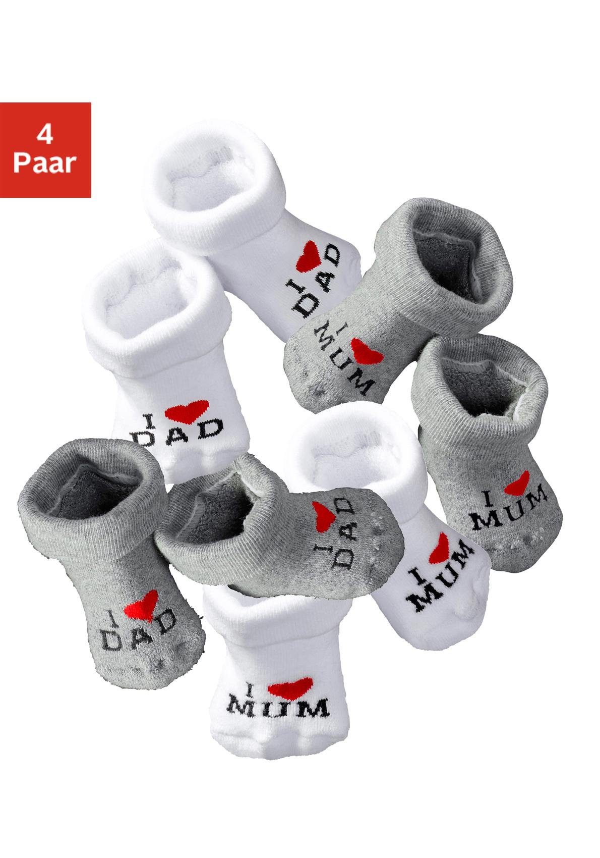 Baby Socken Neugeborenes Socken I Love Dad I Love Mam Neu 