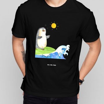 Mr. & Mrs. Panda T-Shirt Pinguin Surfer - Schwarz - Geschenk, Wellen reiten, Party, Herrn, Url (1-tlg)
