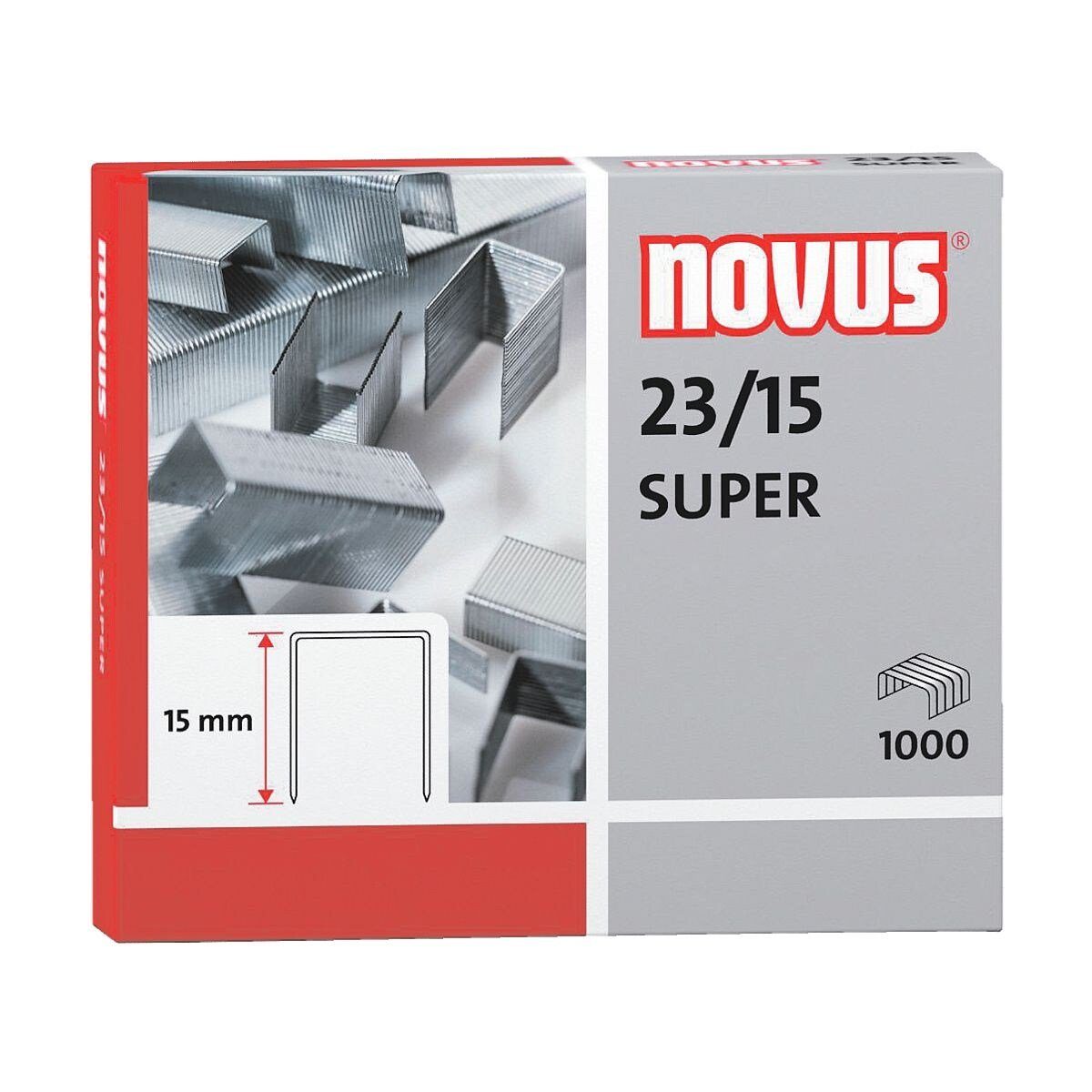 NOVUS Heftklammer 23/15 Super, 1.000 Stück/Pack, Heftleistung 120 Blatt