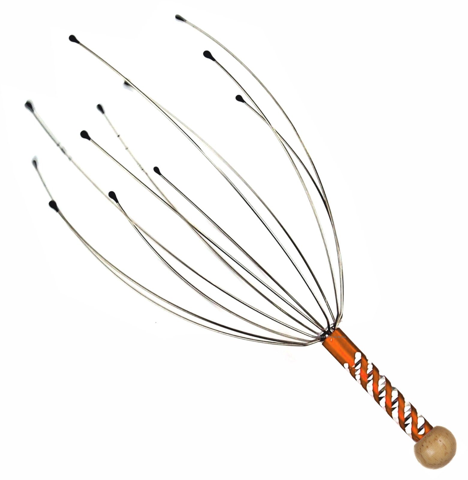 TROPPA Massagegerät Relax Metall Kopfmassage Kopfkrauler Spinne Holzknauf lachs rosa Griff