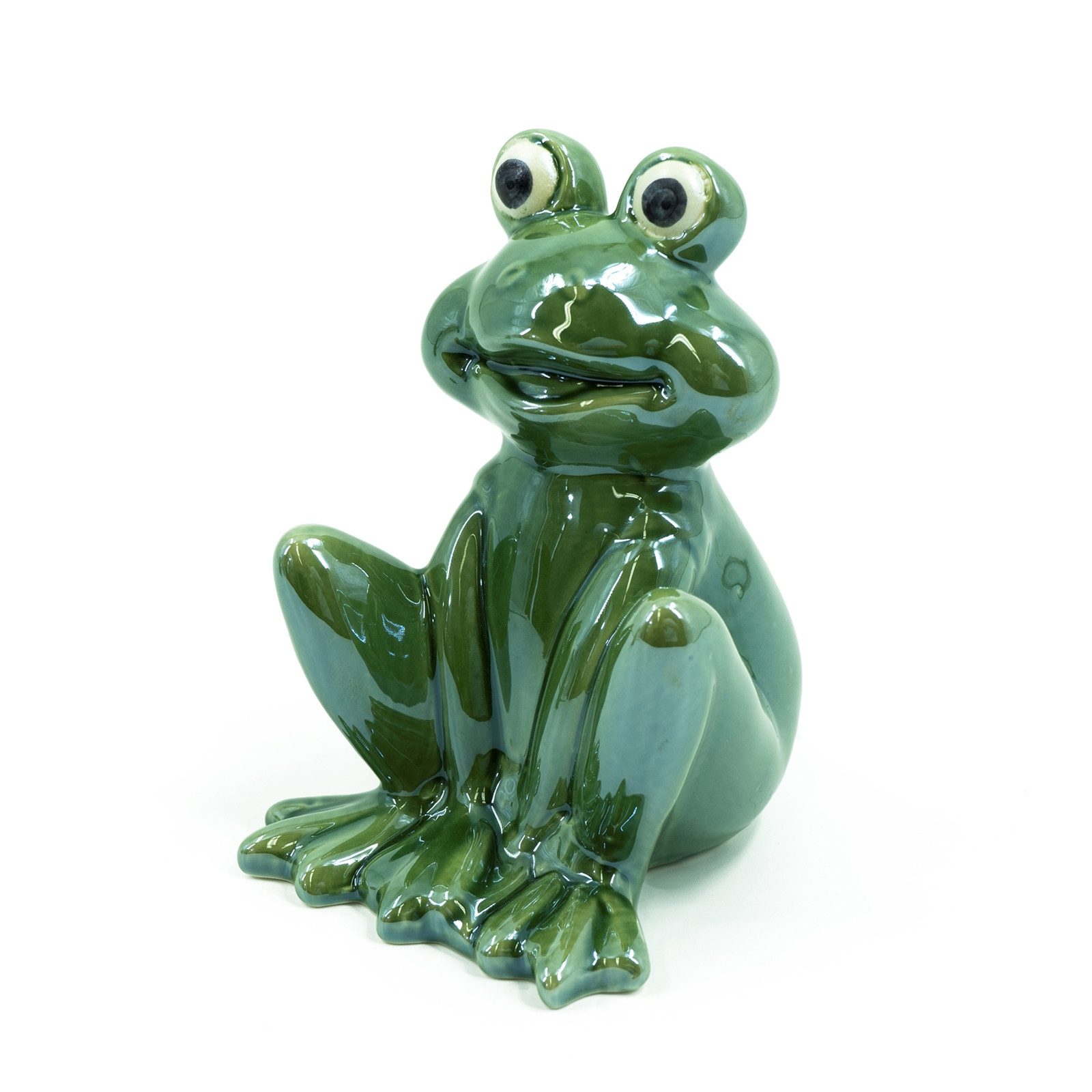 HTI-Living Gartenfigur Porzellanfigur Frosch grün lasiert, (1 Froschfigur)