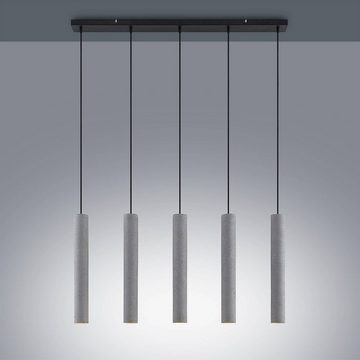 Lindby Hängeleuchte Concretto, dimmbar, Leuchtmittel nicht inklusive, Modern, Beton, Eisen, grau, 5 flammig, GU10, Deckenlampe