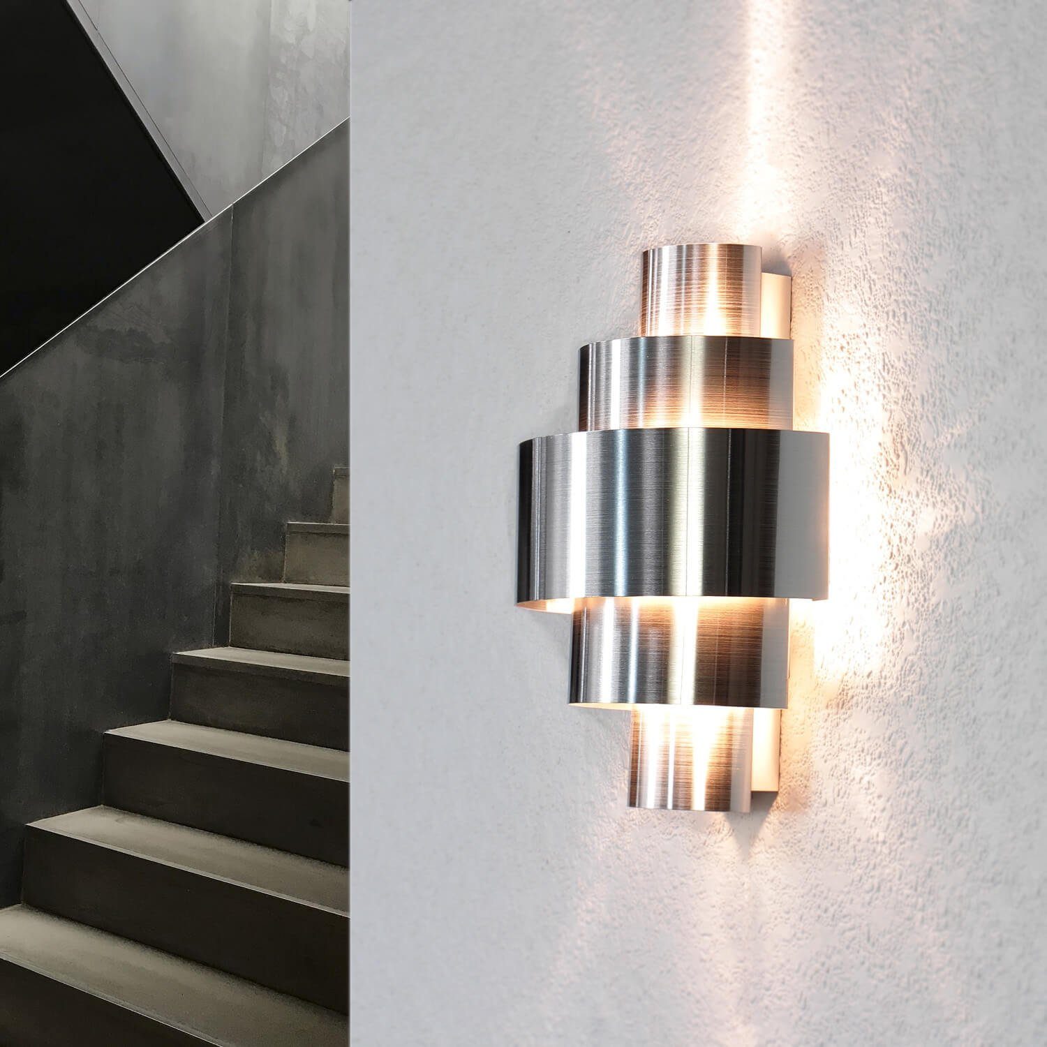 Licht-Erlebnisse Wandleuchte »CAMILLO«, Design Wandlampe exklusiv Aluminium  Lichtmuster Treppe Flur Beleuchtung online kaufen | OTTO