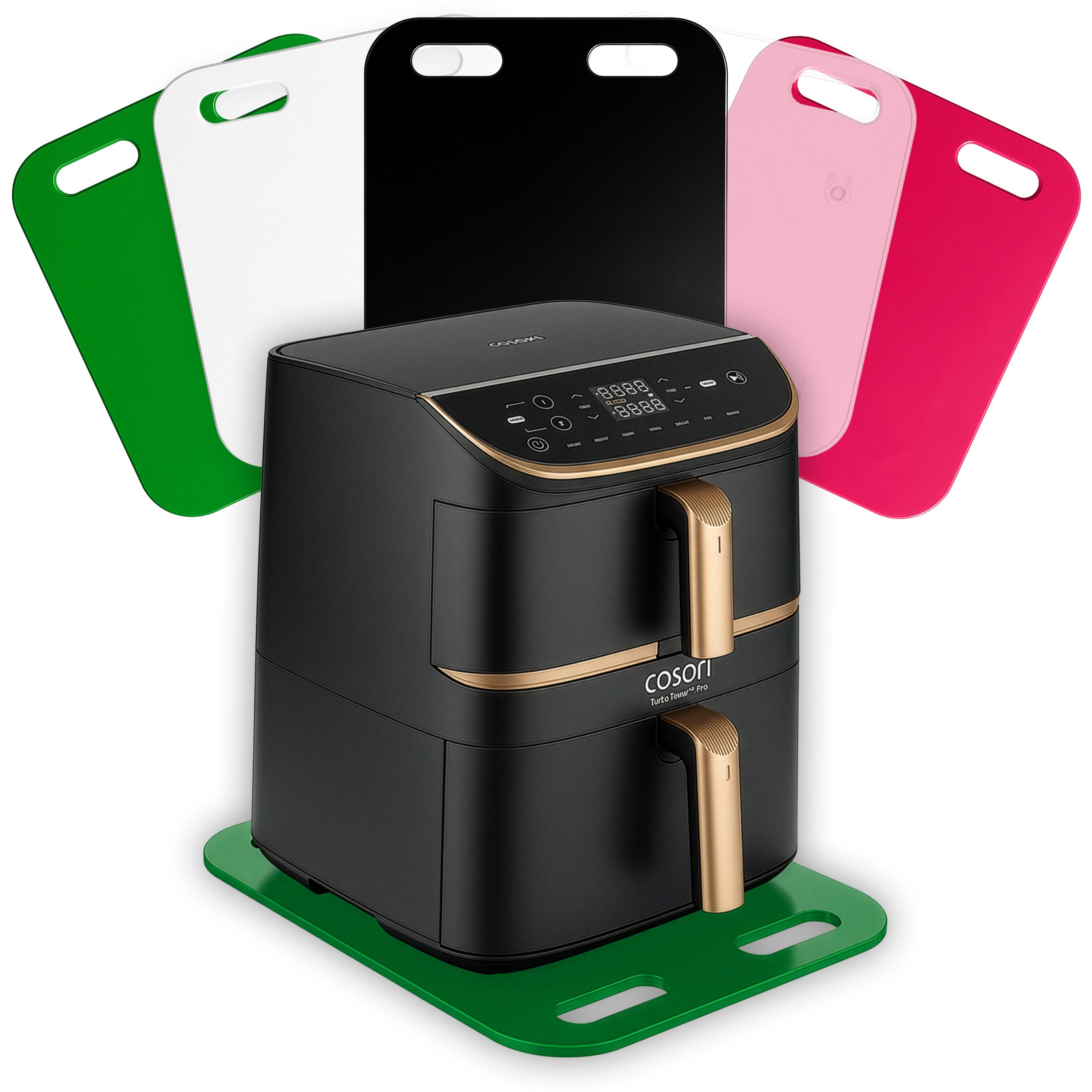 AREA17 Küchenmaschinen Zubehör-Set Acryl Gleitbrett für COSORI Turbo Tower, 45x22cm, Farbwahl, Zubehör für Heißluftfritteuse, 5 Gummifüße + 2 Teflongleiter, rutschfest & verschiebbar für sicheren Stand + einfache Handhabung