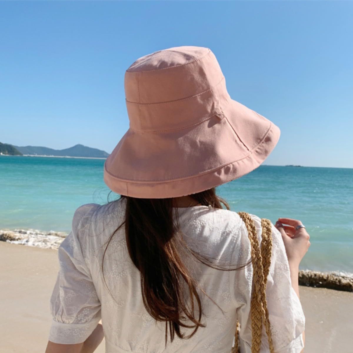 Coonoor Fischerhut Baumwolle Fischerhut Sonnenhut Sommerhut Wendbarer Bucket Hat Reversibel Freizeithut für Wandern Camping Reisen Angeln