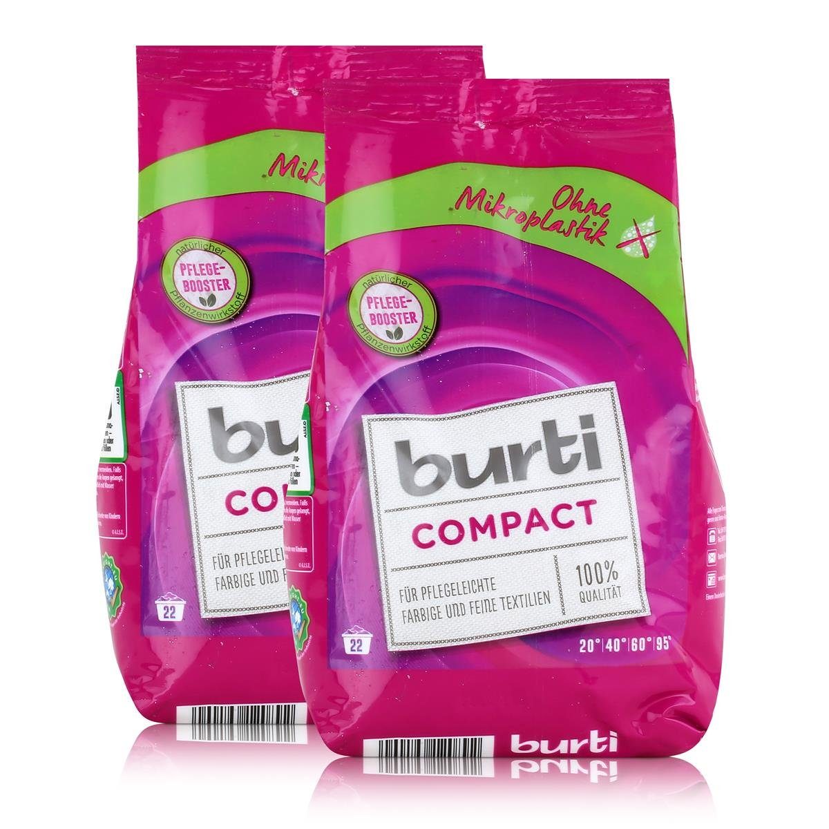 burti Compact Feinwaschmittel 1,1kg- Waschpulver (2er Pack) Colorwaschmittel